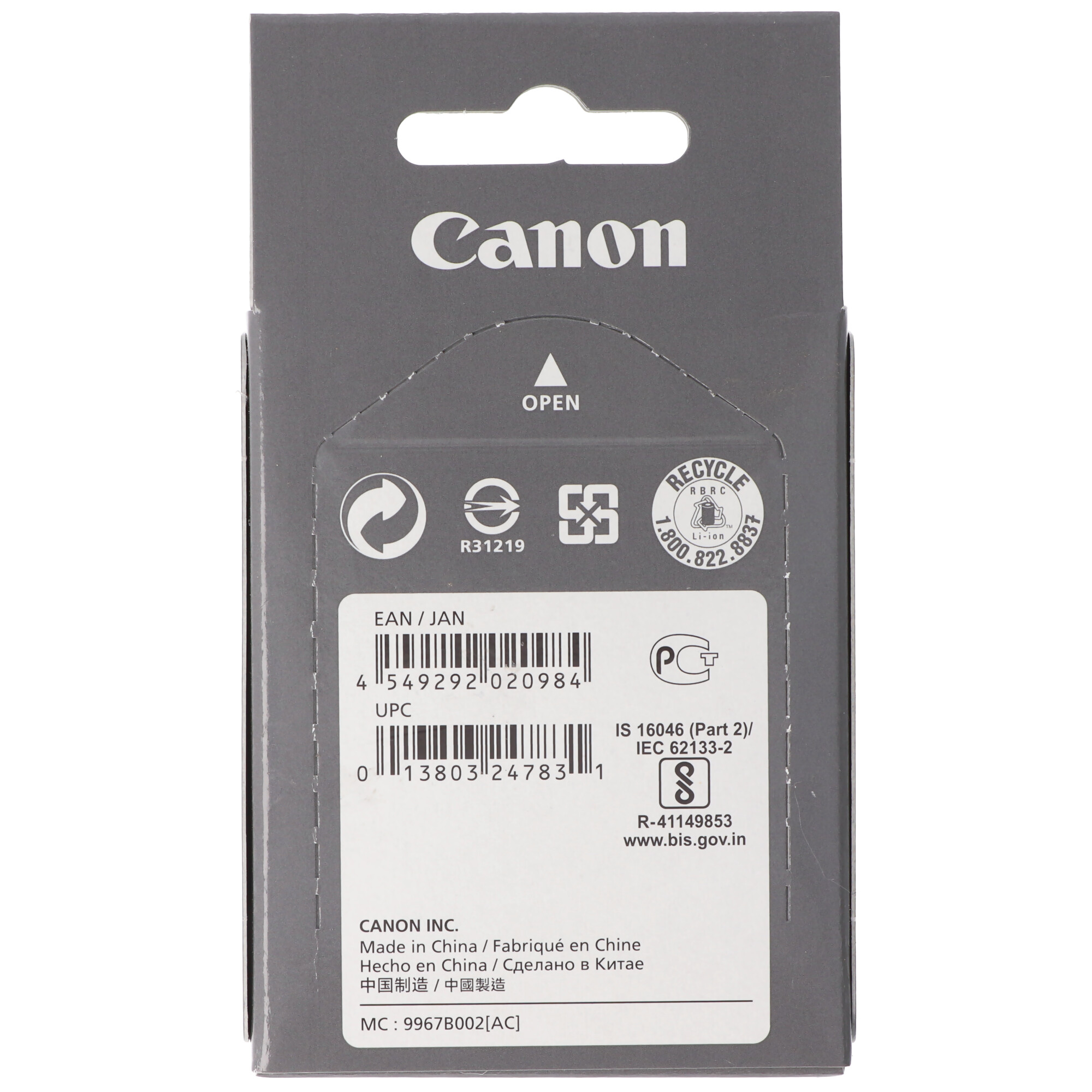 Canon LP-E17 Akku original passend für Canon BG-E18, EOS M3, EOS M5, EOS 250D, EOS 760D
