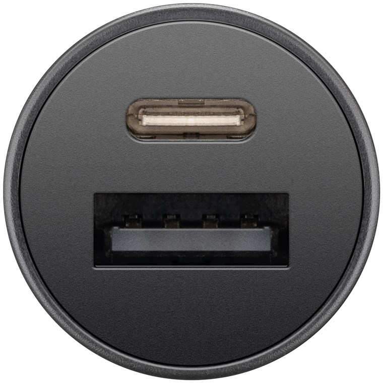 Dual-USB Auto Schnellladegerät USB-CTM Power Delivery, Ladeadapter für Kfz, lädt Geräte über USB-A und USB-C, speziell für Apple iPhone und iPad