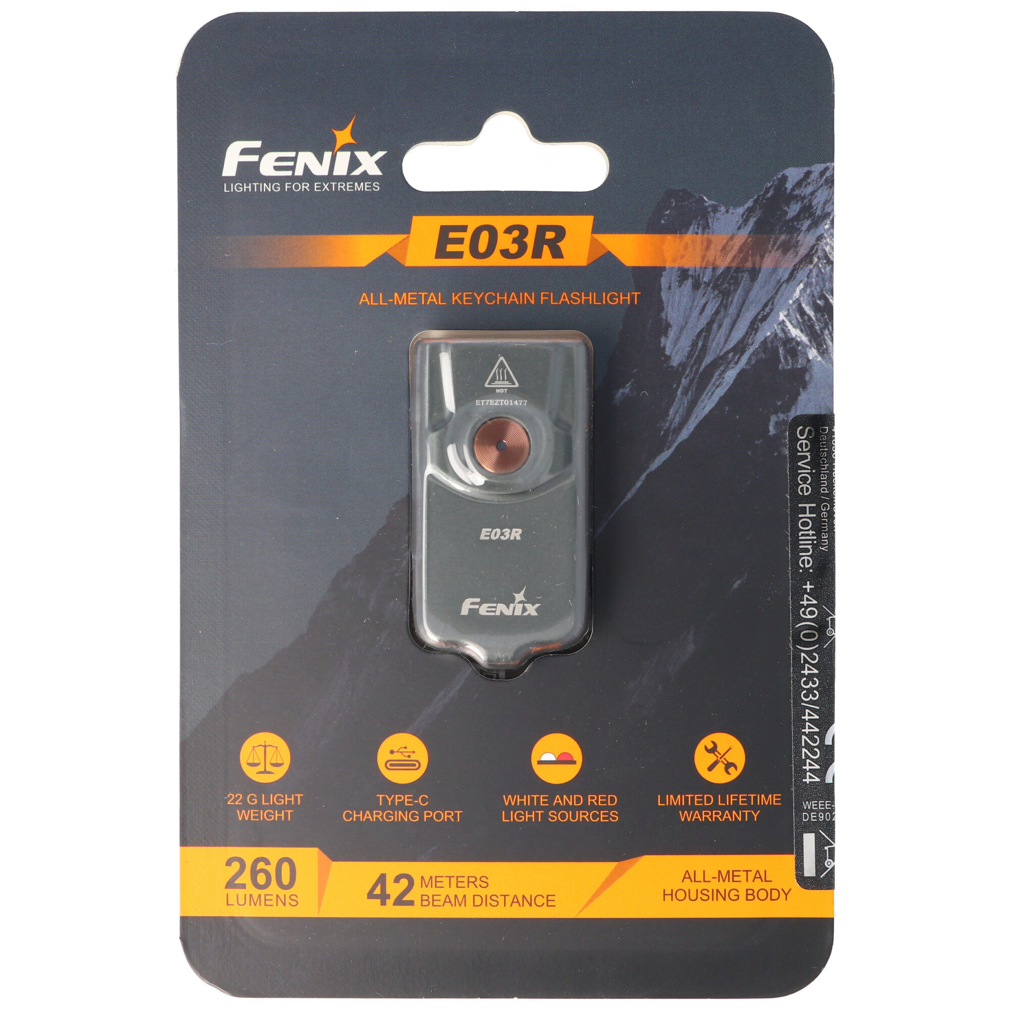 Fenix E03R LED Schlüsselbundleuchte FEE03R 45x25x11mm