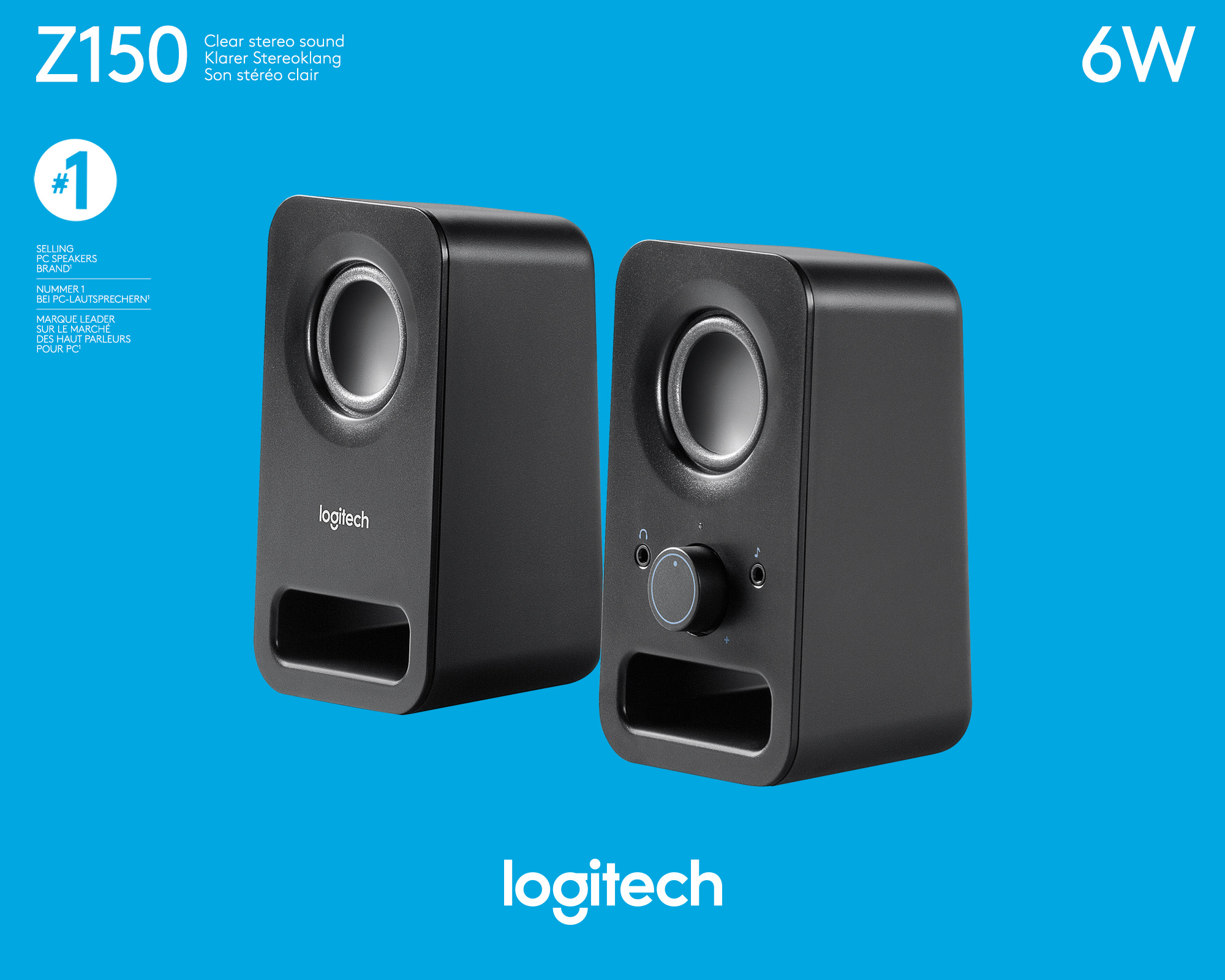 Logitech Lautsprecher Z150, Audio, Stereo 2.0, 6W schwarz, Retail