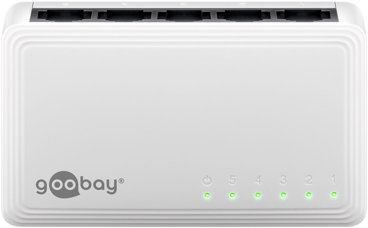 Goobay 5-Port Gigabit Ethernet Netzwerk-Switch - 5x RJ45-Buchsen, Autonegotiation, 1000 Mbit/s