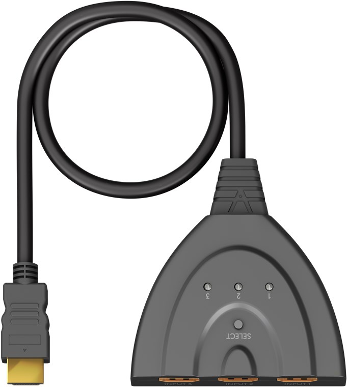 Goobay HDMI™-Umschaltbox 3 auf 1 (4K @ 60 Hz) - zum Umschalten zwischen 3x HDMI™-Geräten angeschlossen an 1x HDMI™-Display