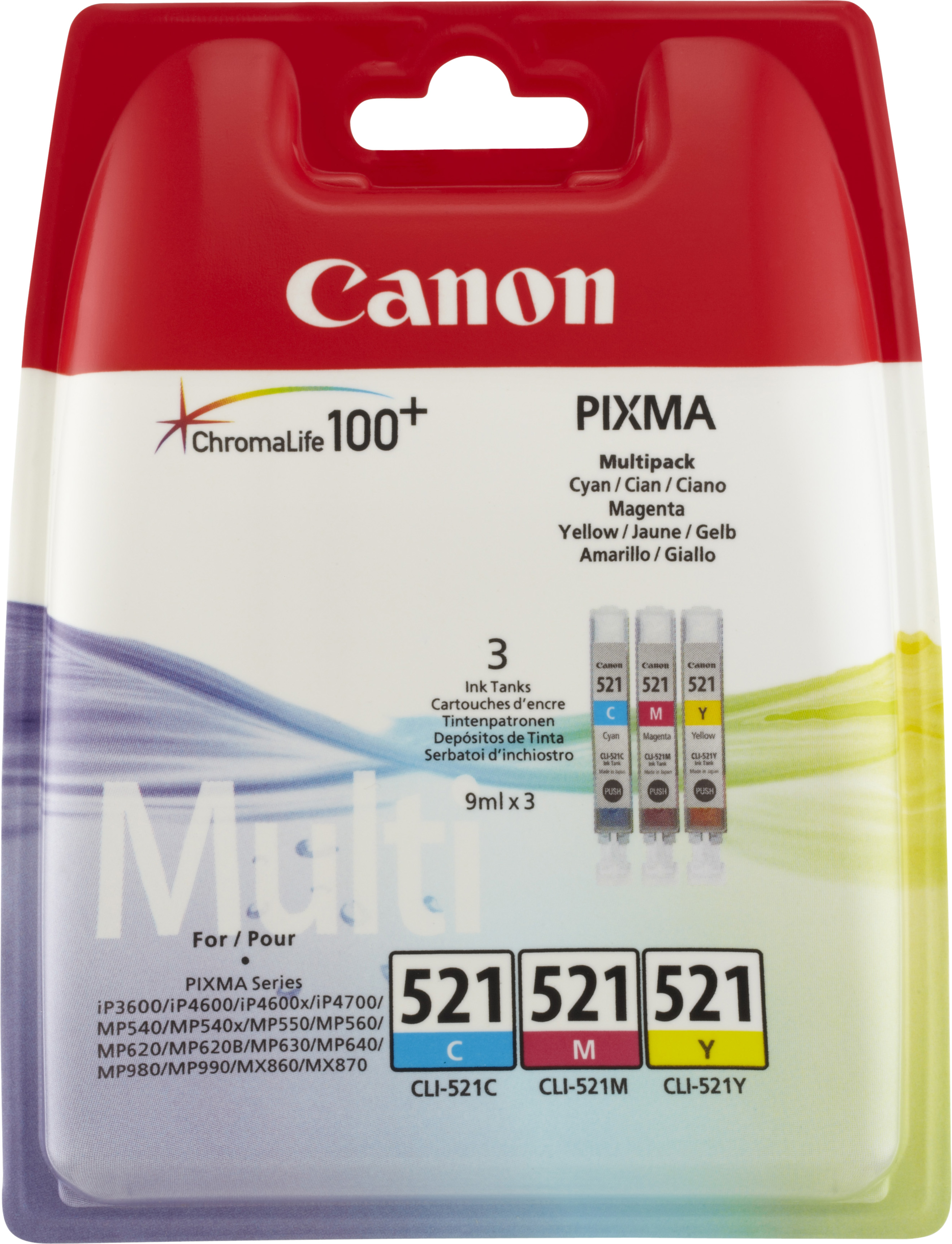 Canon Tinten Multipack CLI-521C/521M/521Y