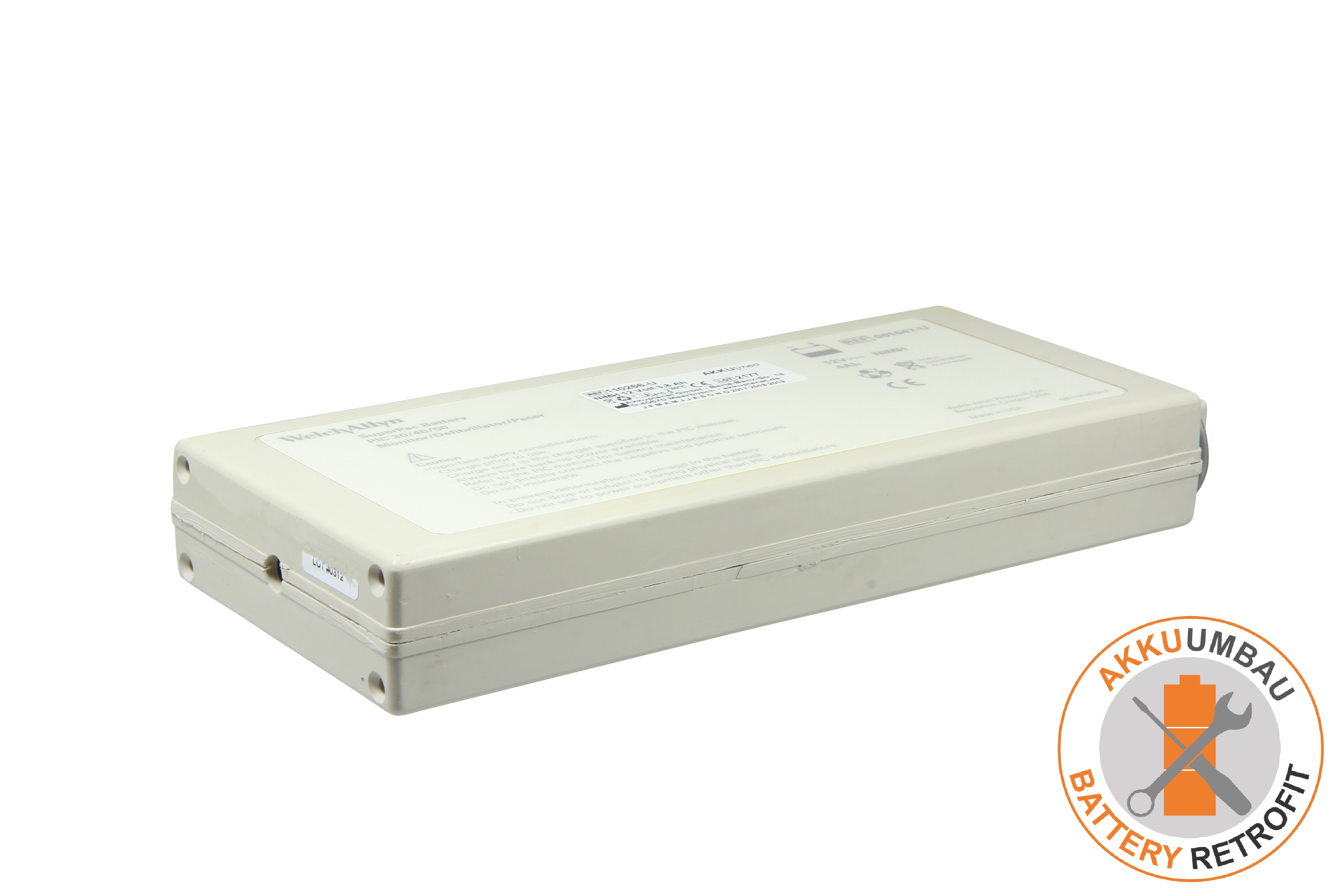 NiMH Akkuumbau passend für Welch Allyn, MRL Defibrillator PIC30,40,50 - 001647
