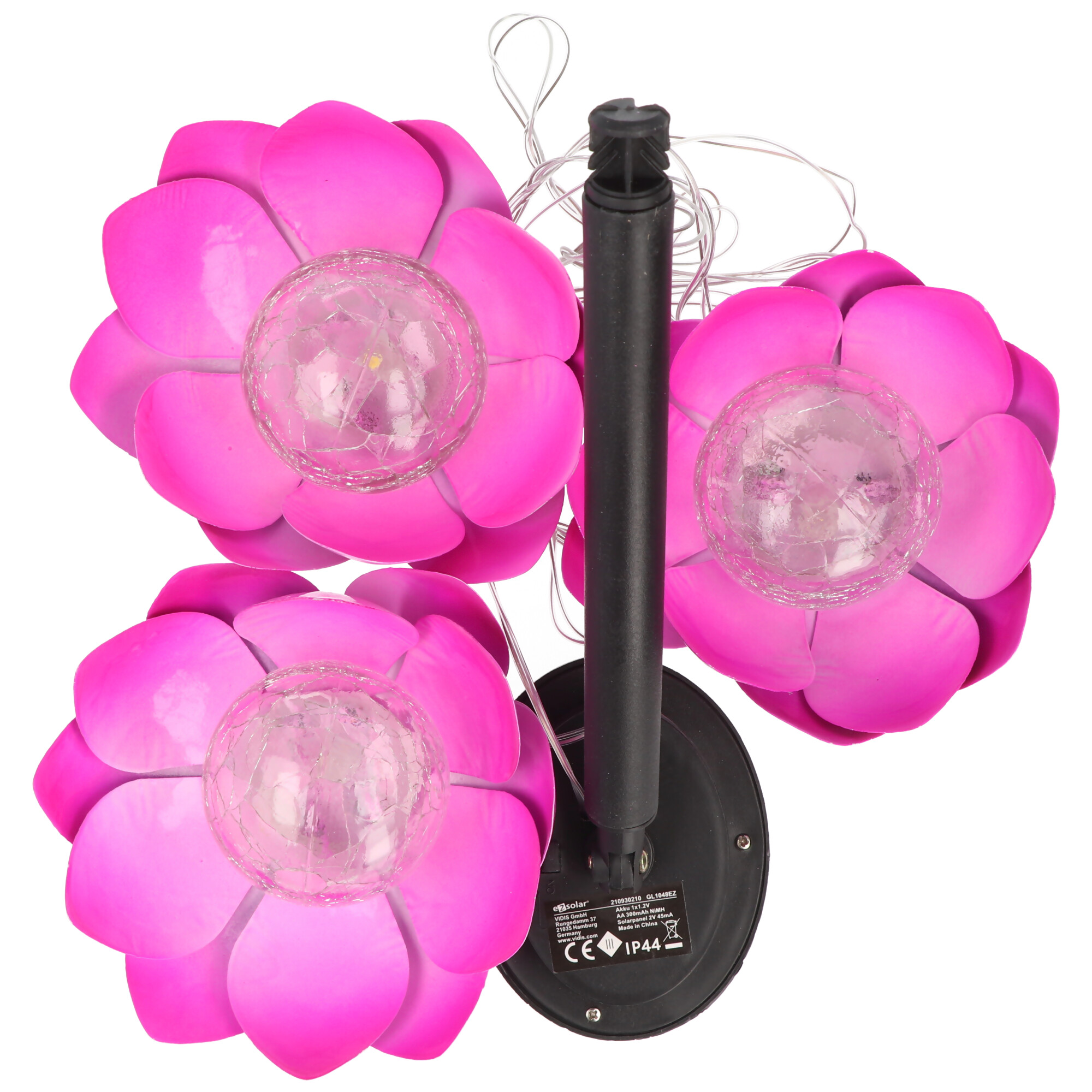 LED Solar Gartenstecker-Lotusblumen, 3er-Set