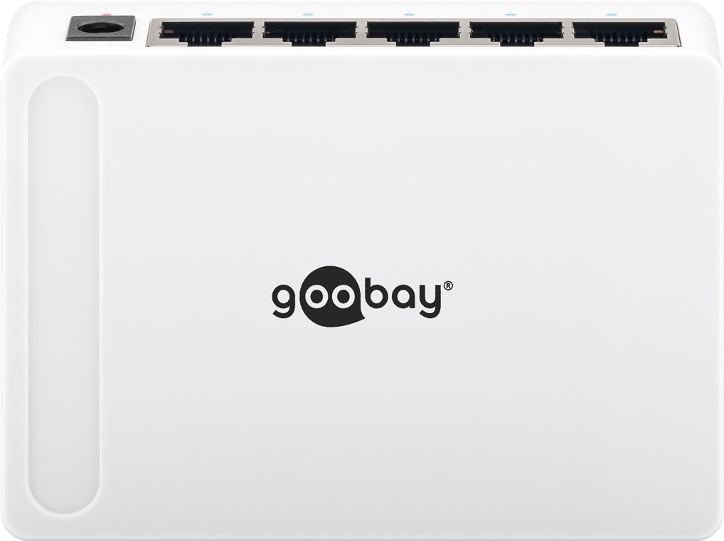 Goobay 5-Port Gigabit Ethernet Netzwerk-Switch - 5x RJ45-Buchsen, Auto-Negotiation, 1000 Mbit/s