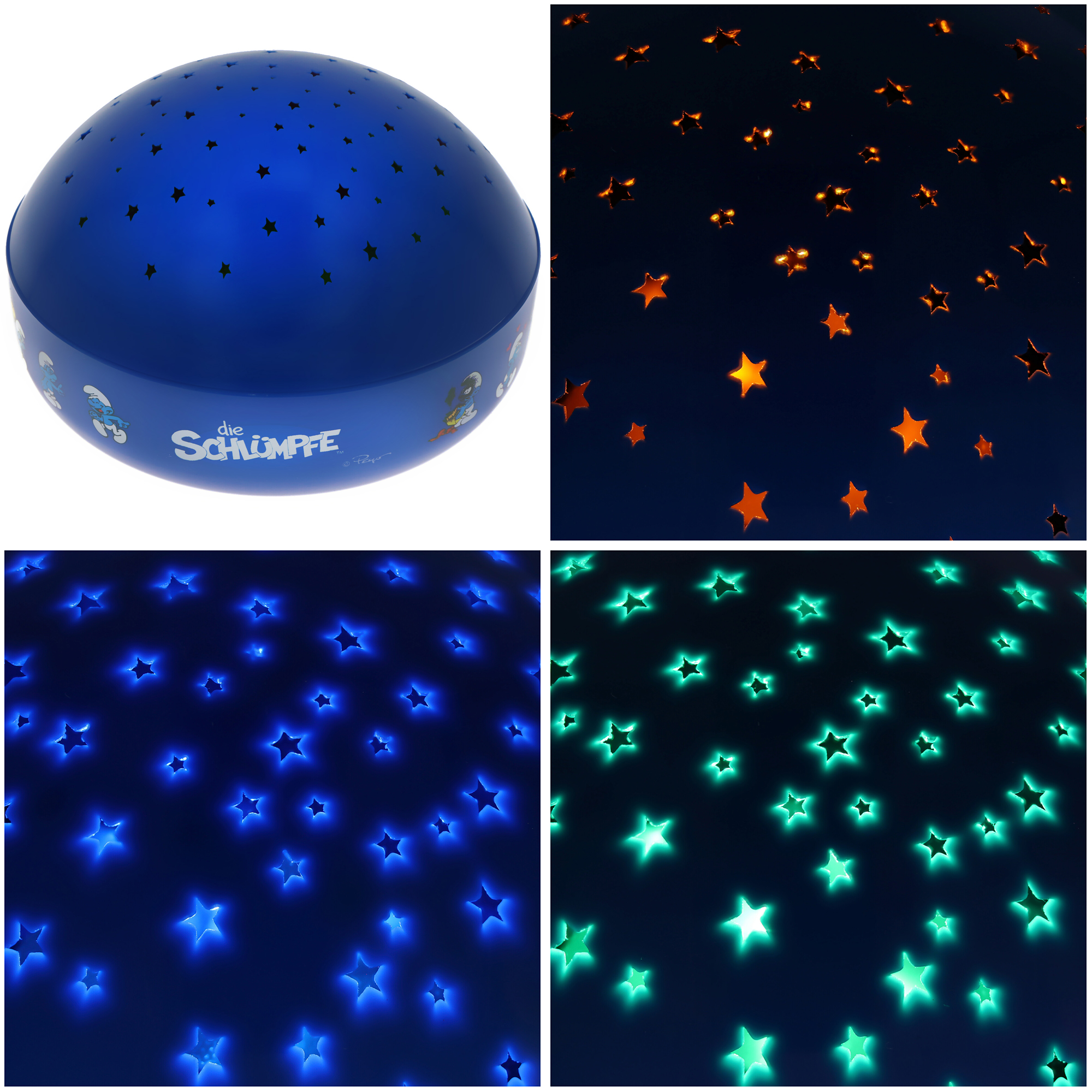 Ansmann Sternenlicht Schlümpfe, die Schlümpfe als mobile Einschlafhilfe mit Sternenprojektion inklusive Batterien