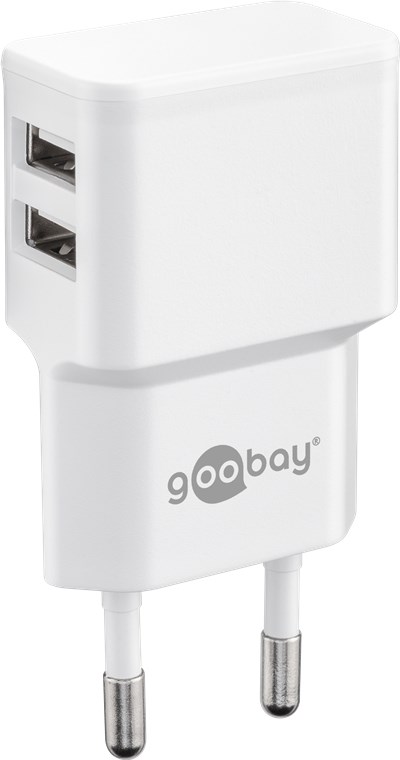 Goobay Micro USB Dual Ladeset 2,4 A - Netzteil mit 2x USB-Buchse und Micro USB Kabel 1m (weiß)
