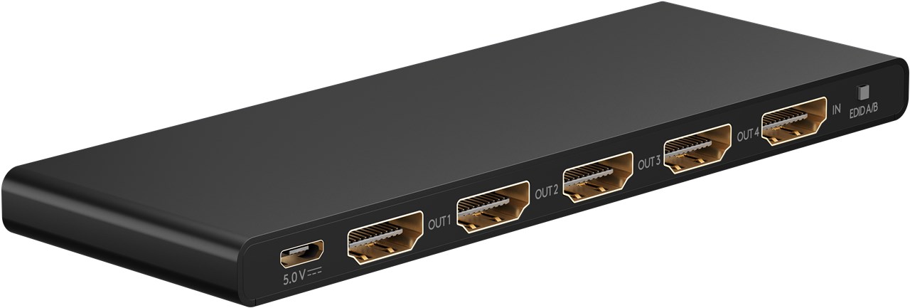 Goobay HDMI™-Splitter 1 auf 4 (4K @ 60 Hz) - teilt 1x HDMI™-Eingangssignal auf 4x HDMI™-Ausgänge auf