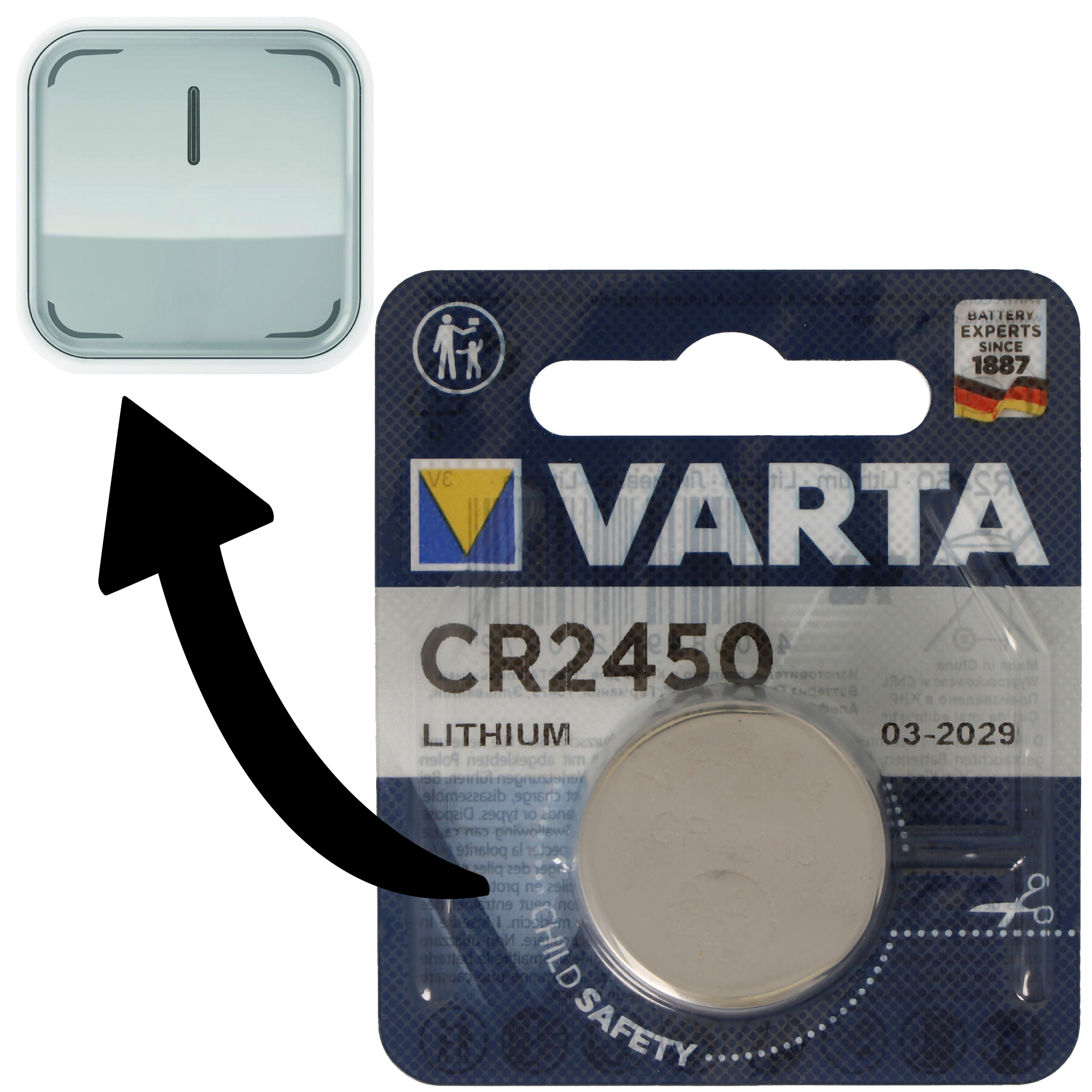 Batterie passend für Ledvance SMART+ Switch, Osram SMART+ Switch Dimmschalter 1x Varta CR2450 Lithium Batterie IEC CR 2450