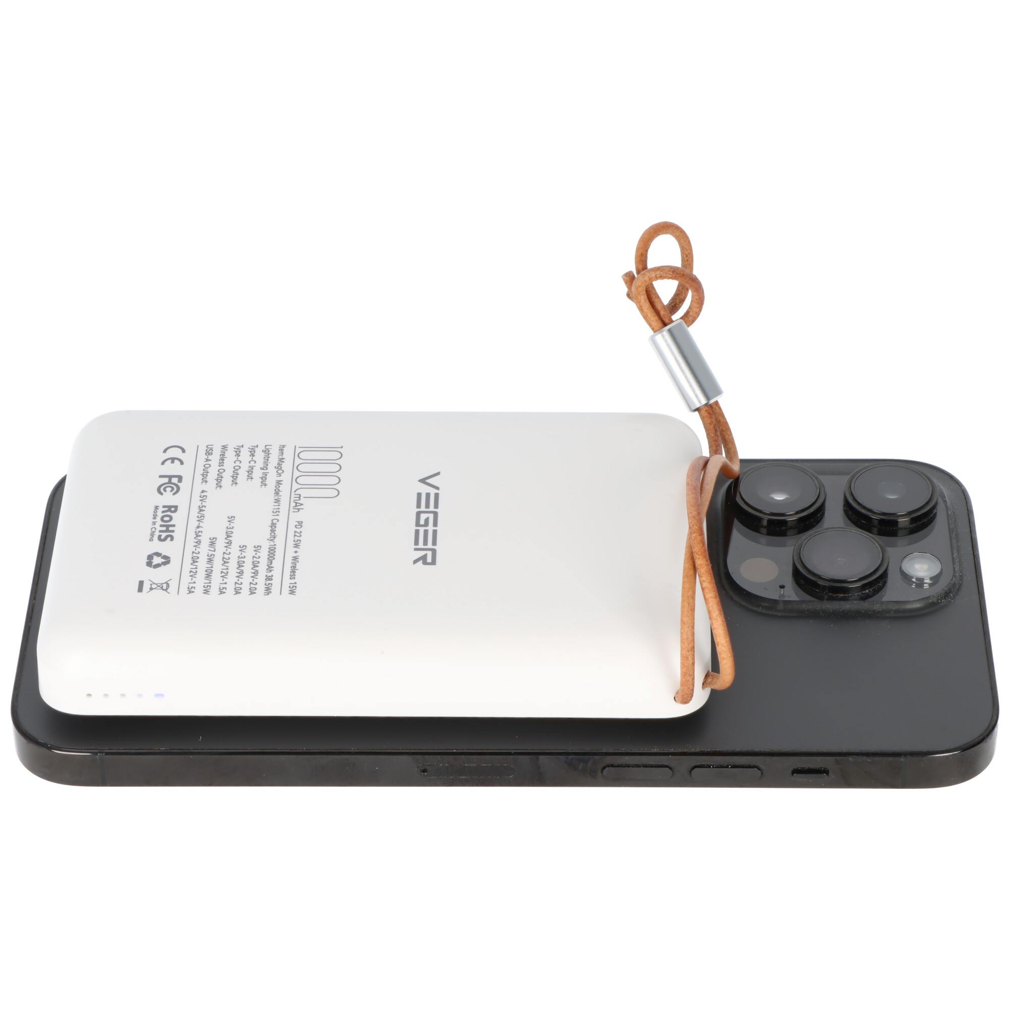 Magnetische Powerbank MagOn mit 10.000mAh Kapazität, QC3.0, kompatibel mit MagSafe, zur Befestigung auf der Rückseite Ihres iPhones