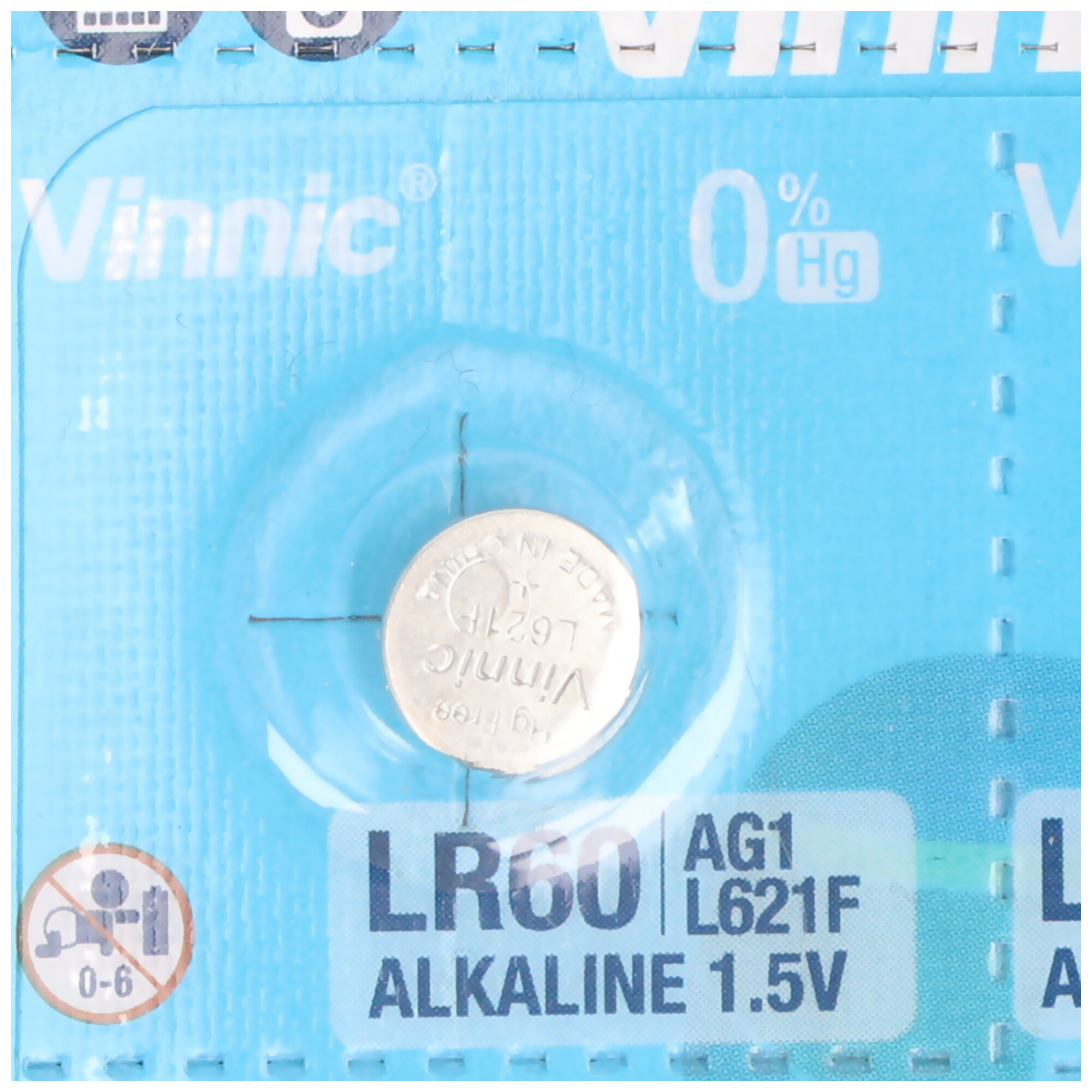 10 Stück AG1 Alkaline-Einweg-Batterie Type G1, AG1, L621, LR60, 6,8x6,8x2,15mm