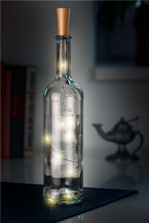 Goobay 10 x 10er LED-Flaschen-Lichterkette - Stimmungsvolle Leuchtdekoration für Glasflaschen