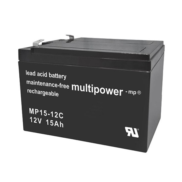 MultiPower MP15-12C Blei Akku mit Faston 6,3 mm 12V, 15000mAh