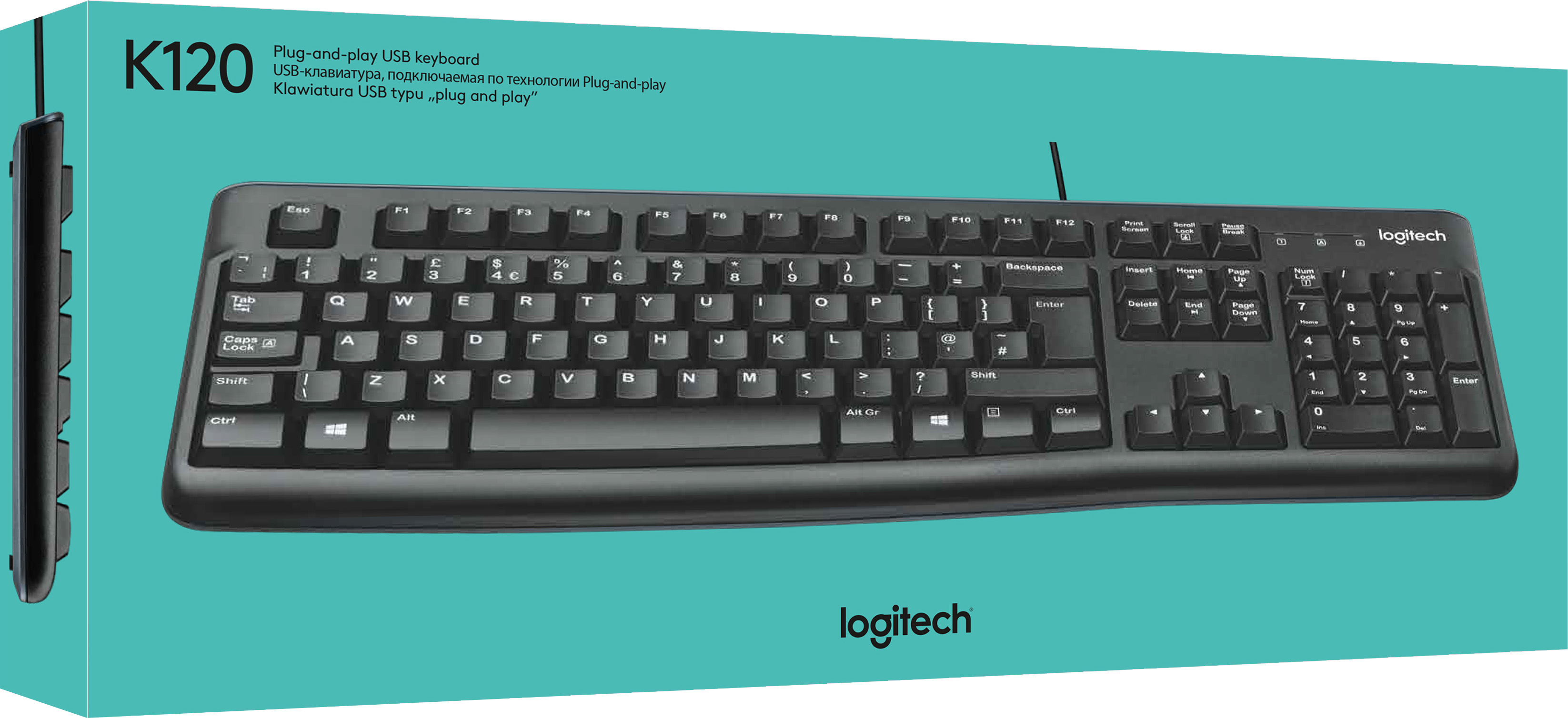 Logitech Tastatur K120, USB, schwarz DE, Retail