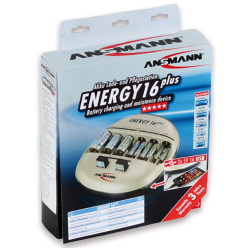 Ansmann Energy 16 plus Lade- und Pflegestation für 1-12 Micro AAA, Mignon AA Akkus