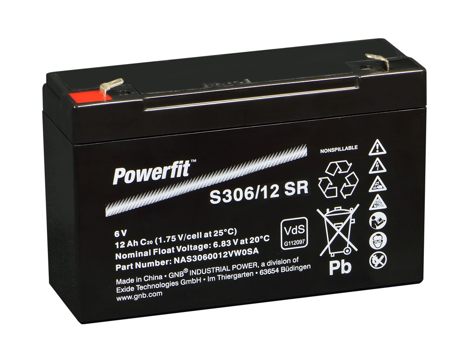 Exide Powerfit S306/12 SR Blei Akku mit Faston 6,3 mm 6V, 12000mAh