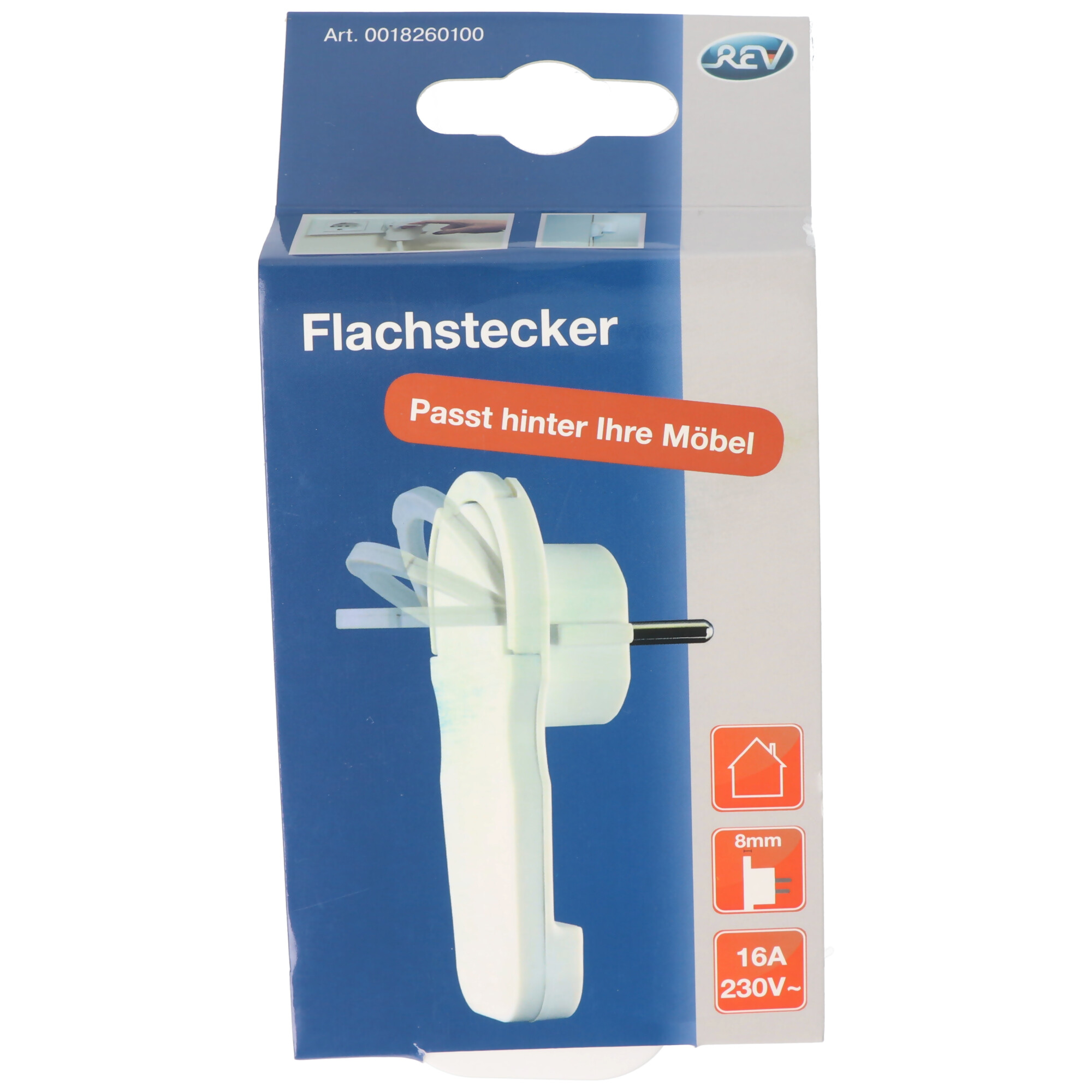 Schuko-Flachstecker extra flach weiß Schuko-Winkelstecker mit Ausladung 8mm