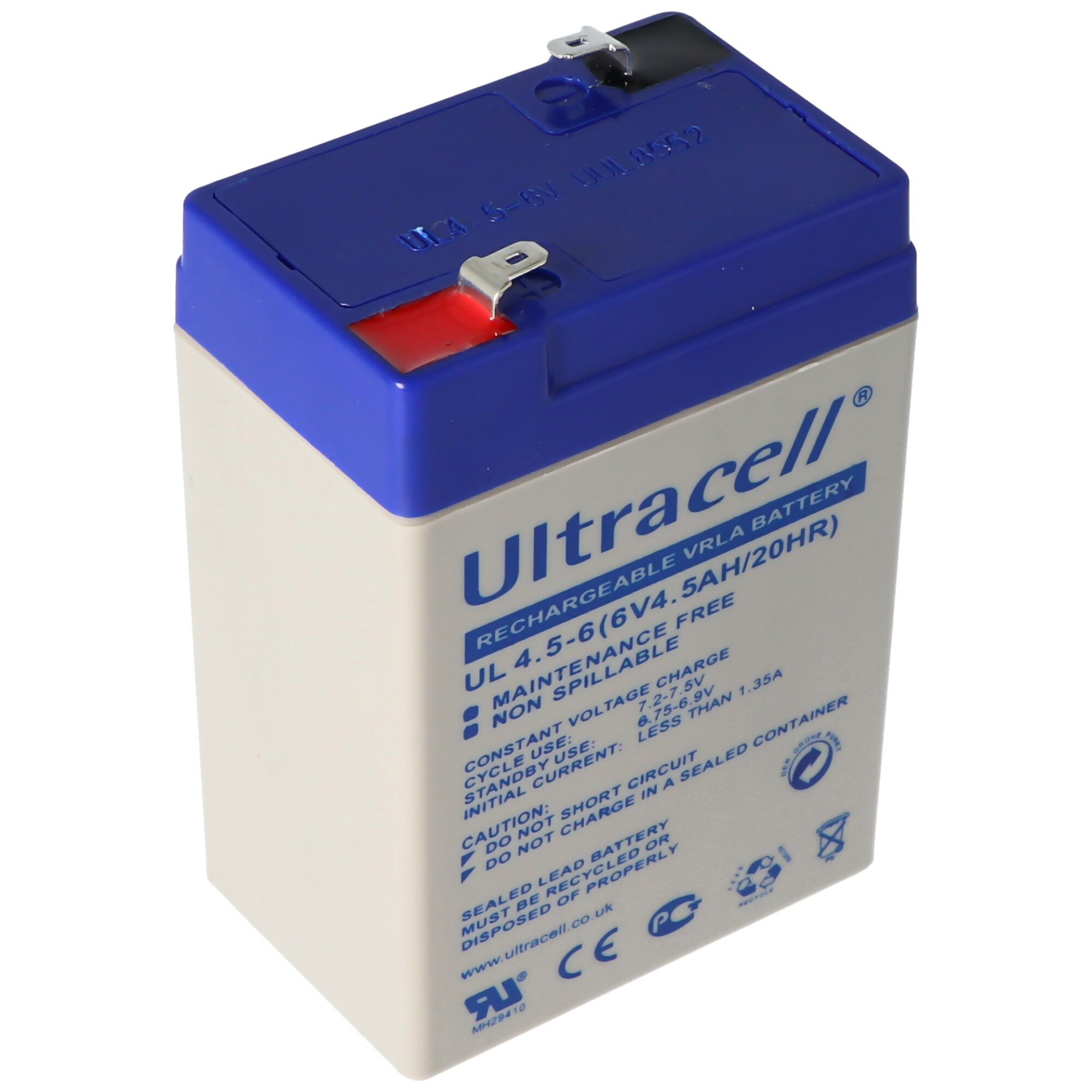 Ultracell UL 4.5-6 Blei Akku mit Faston 4,8mm Kontakten