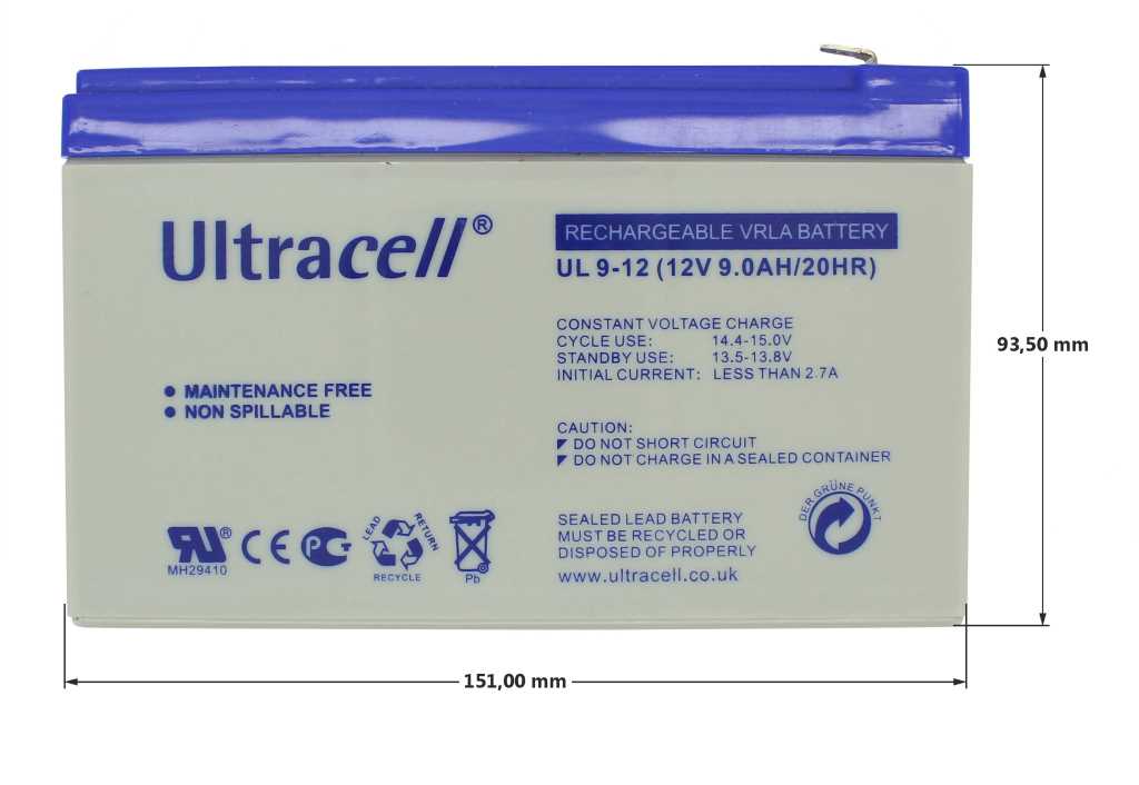 Ultracell UL9-12 12V 9Ah 6,3mm Faston Bleiakku AGM Blei Gel Akku