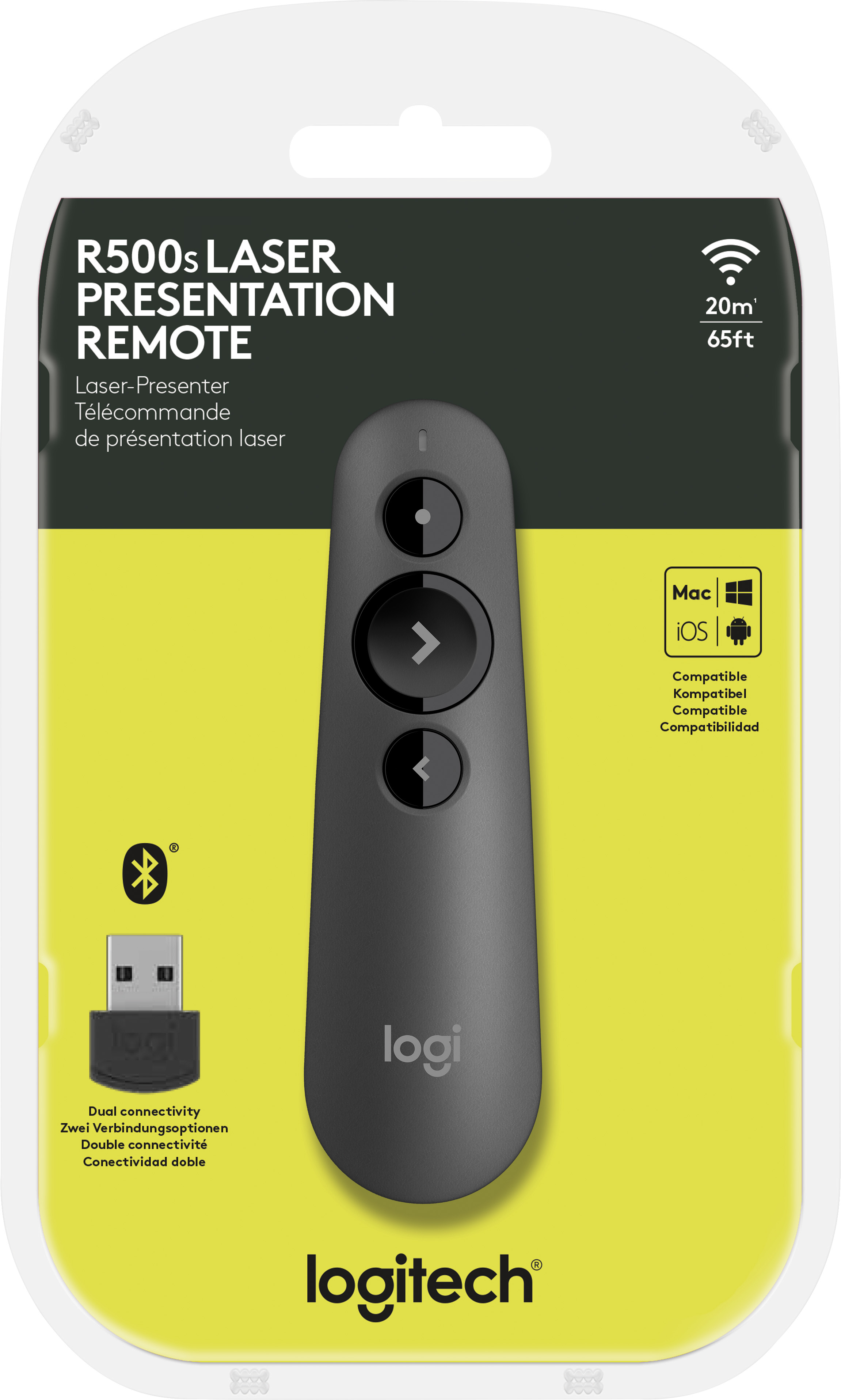 Logitech Presenter R500s, Wireless, Bluetooth, grafit Laser, 3 Tasten, inkl. Batterie 1x AAA, Retail