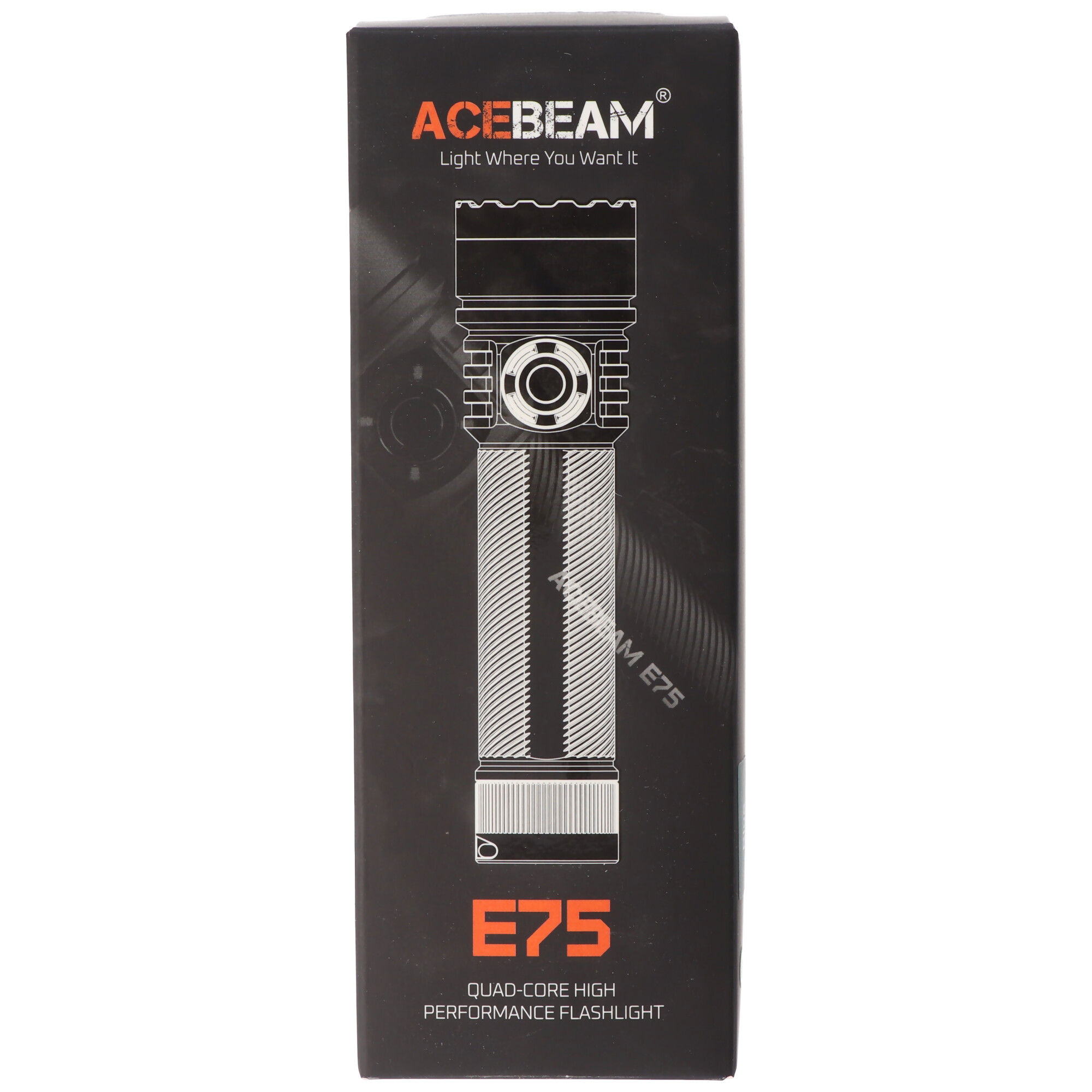 AceBeam E75 Quad Core LED Taschenlampe blau, 5.000K, bis zu 3000 Lumen Helligkeit, inklusive 21700 5000mAh Li-Ion Akku