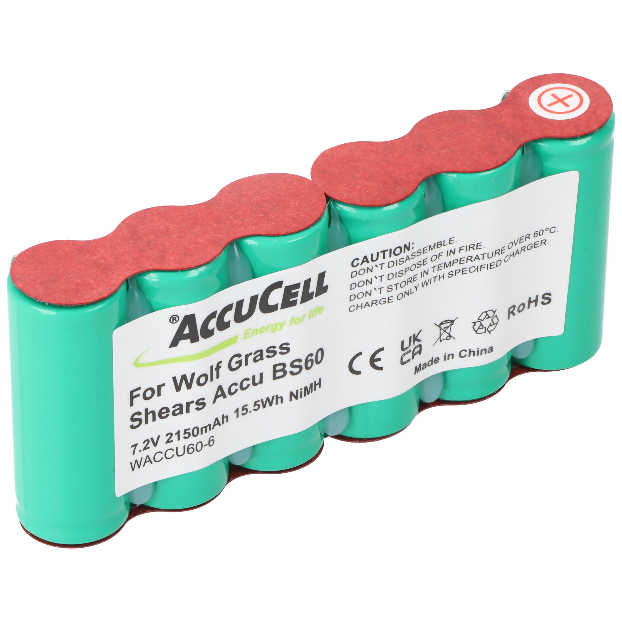 Akku passend für Wolf Rasenschere Accu 60, ACCU60, 6 VSE 4/5A7,2 Volt 2150mAh