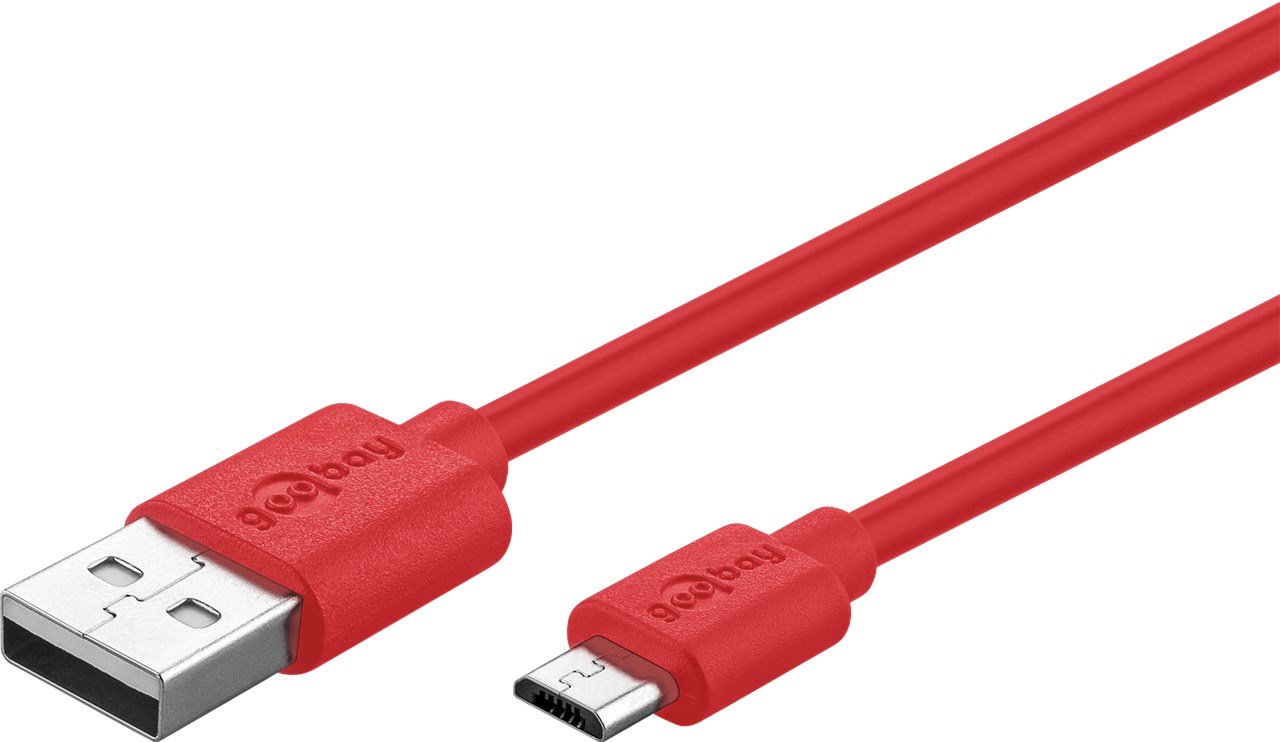 Goobay Micro USB Lade- und Synchronisationskabel - für Android-Geräte; Rot