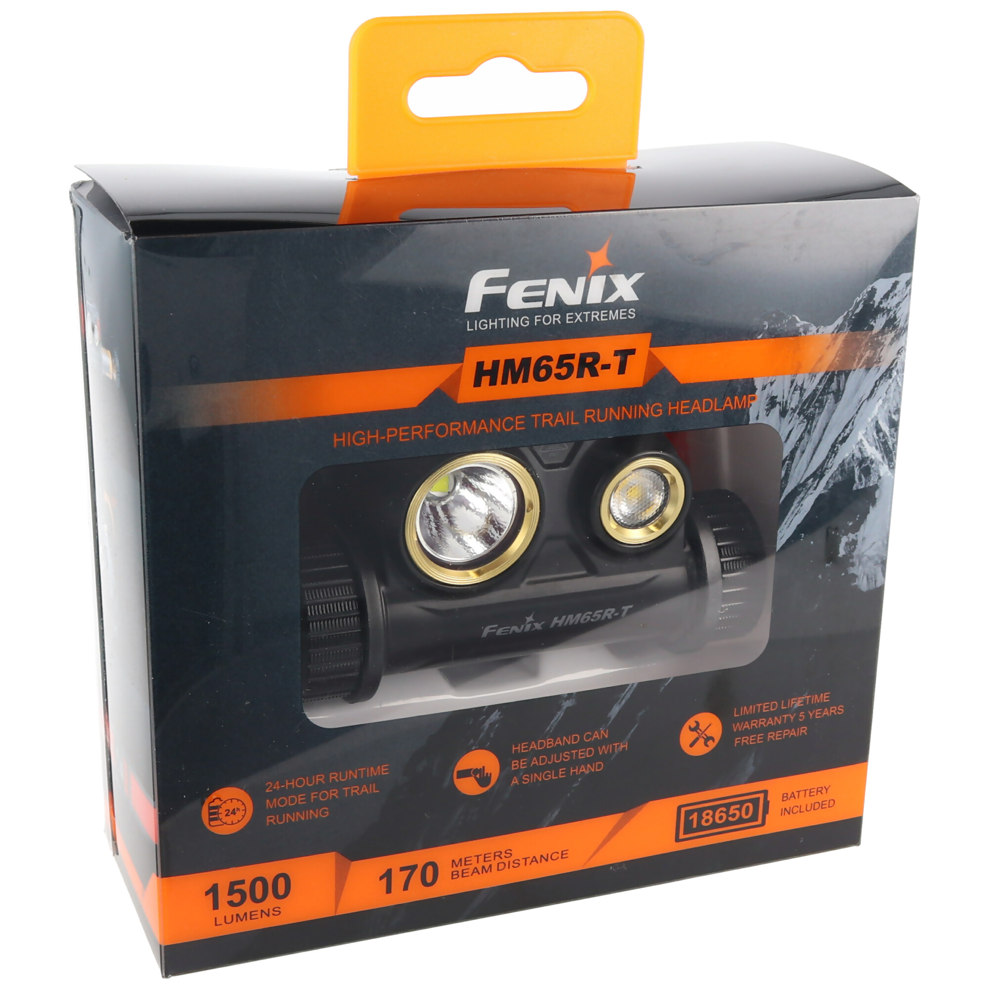 Fenix HM65R-T Stirnlampe, wiederaufladbare LED Stirnleuchte mit max. 1300 Lumen, Ladung über USB-C, inklusive Fenix ARB-L18-3500 Akku