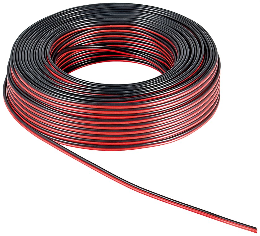 Goobay Lautsprecherkabel rot;schwarz CU - 100 m Spule, Querschnitt 2 x 0,35 mm²