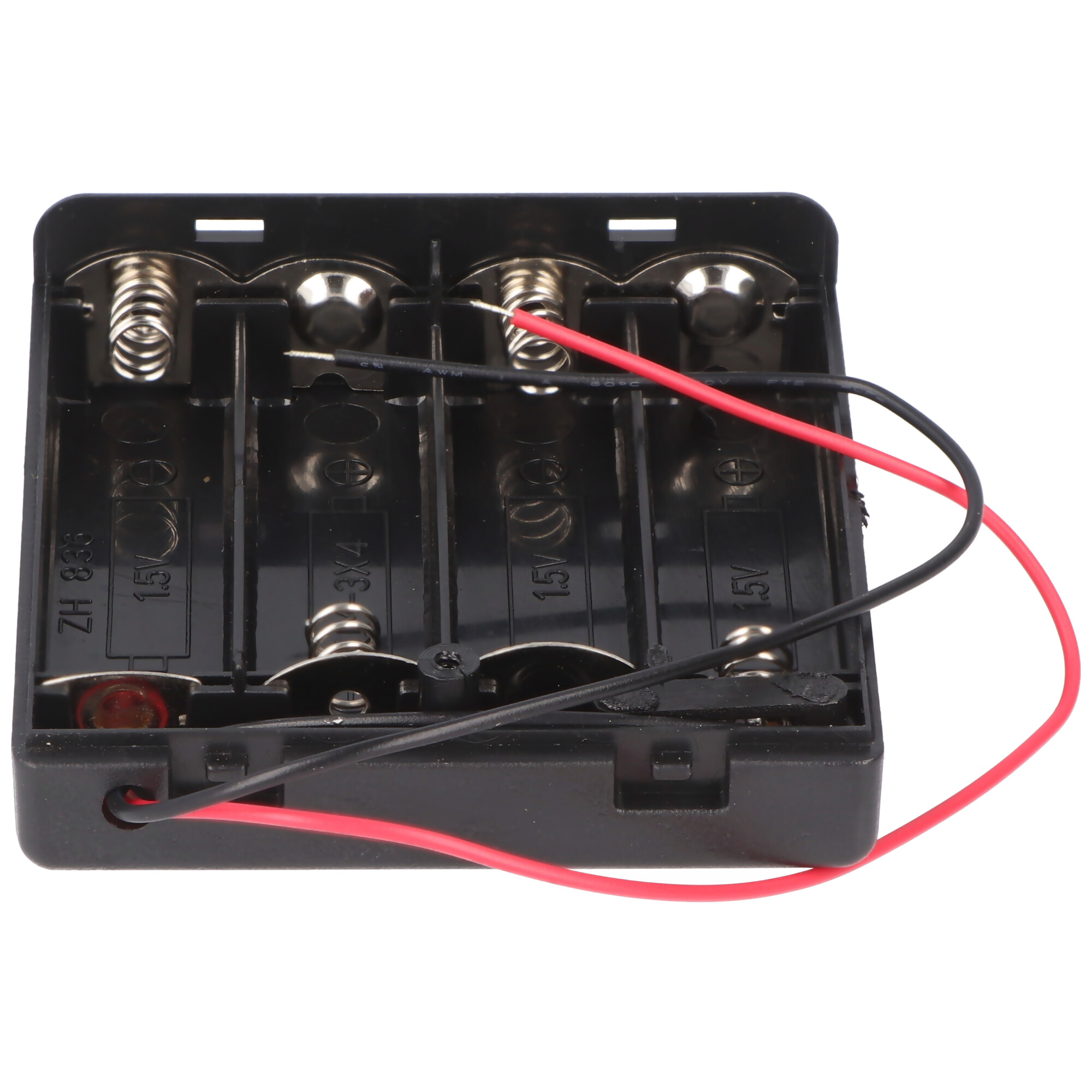 Batteriehalter für 4x Mignon mit Deckel und Schalter lose Kabelenden, wasserabweisend