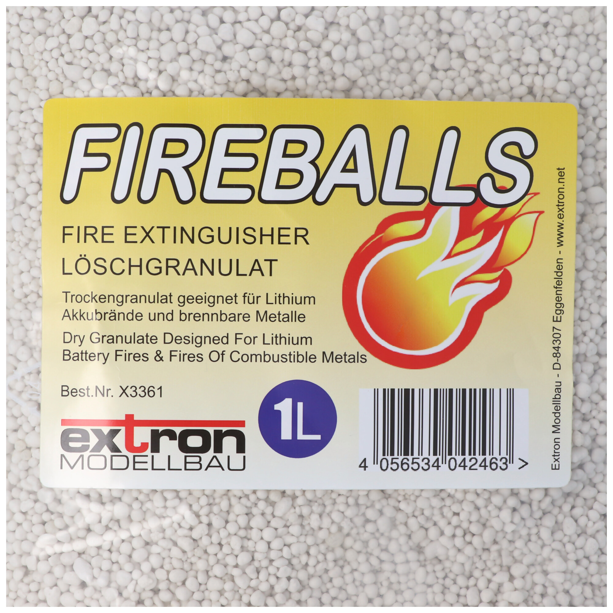 Fireballs Feuerlöschgranulat für Li-ion Lithium Akkus, Brandschutz, Löschmittel 1 Liter