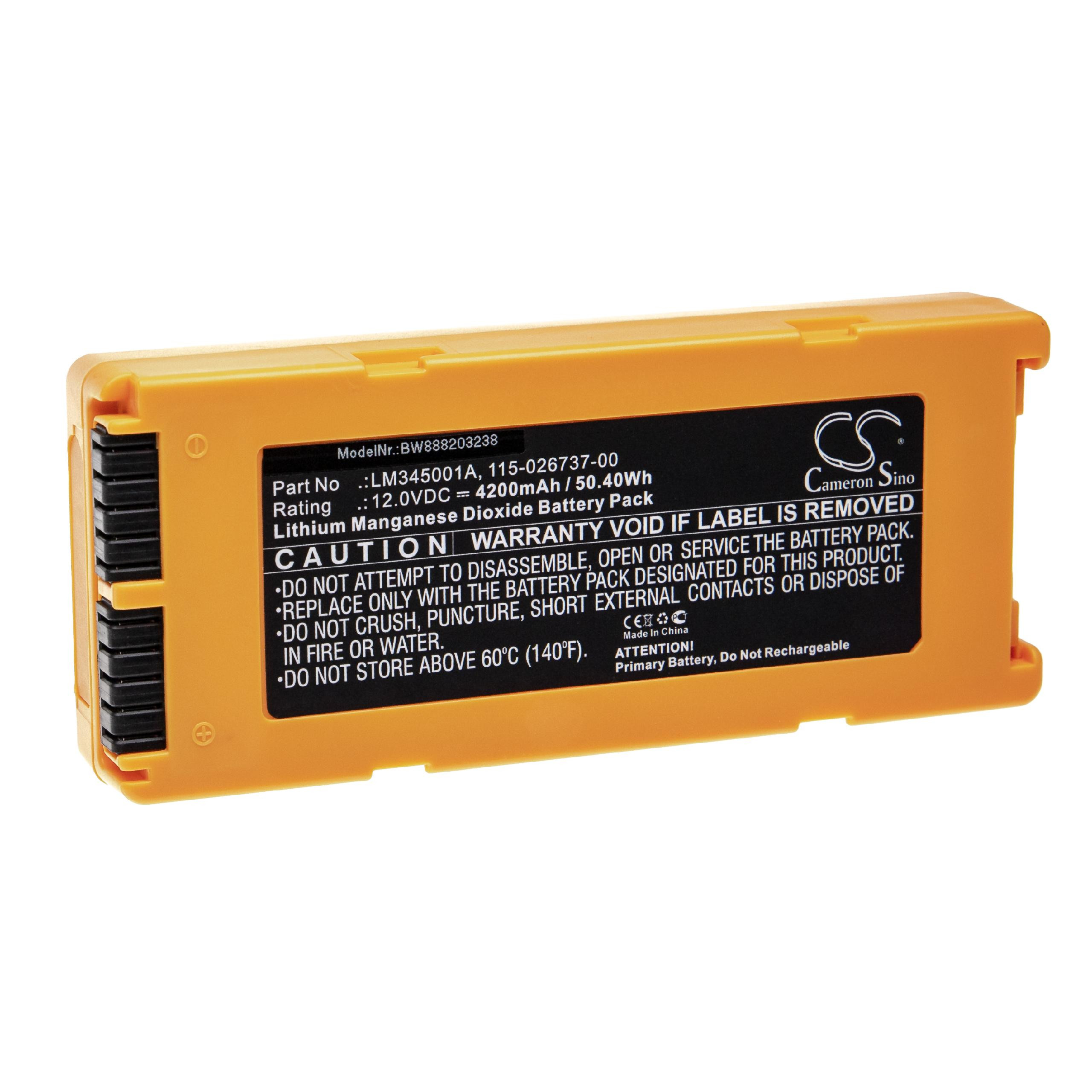 Medizintechnik-Batterie als Ersatz für Mindray 022-000124-00, 115-026737-00 - 4200mAh, 12V, Li-MnO2