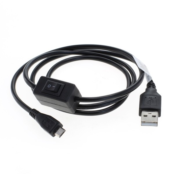 AccuCell Ladekabel Micro-USB 2,5A mit integriertem Schalter 1,0m - schwarz