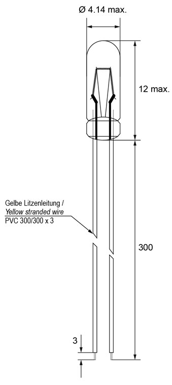 Goobay T1¼ Subminiatur-Glühlampe, 1,1 W - Gelb, 0,3 m Kabel, 14 V (DC), 80 mA, 1 Stück