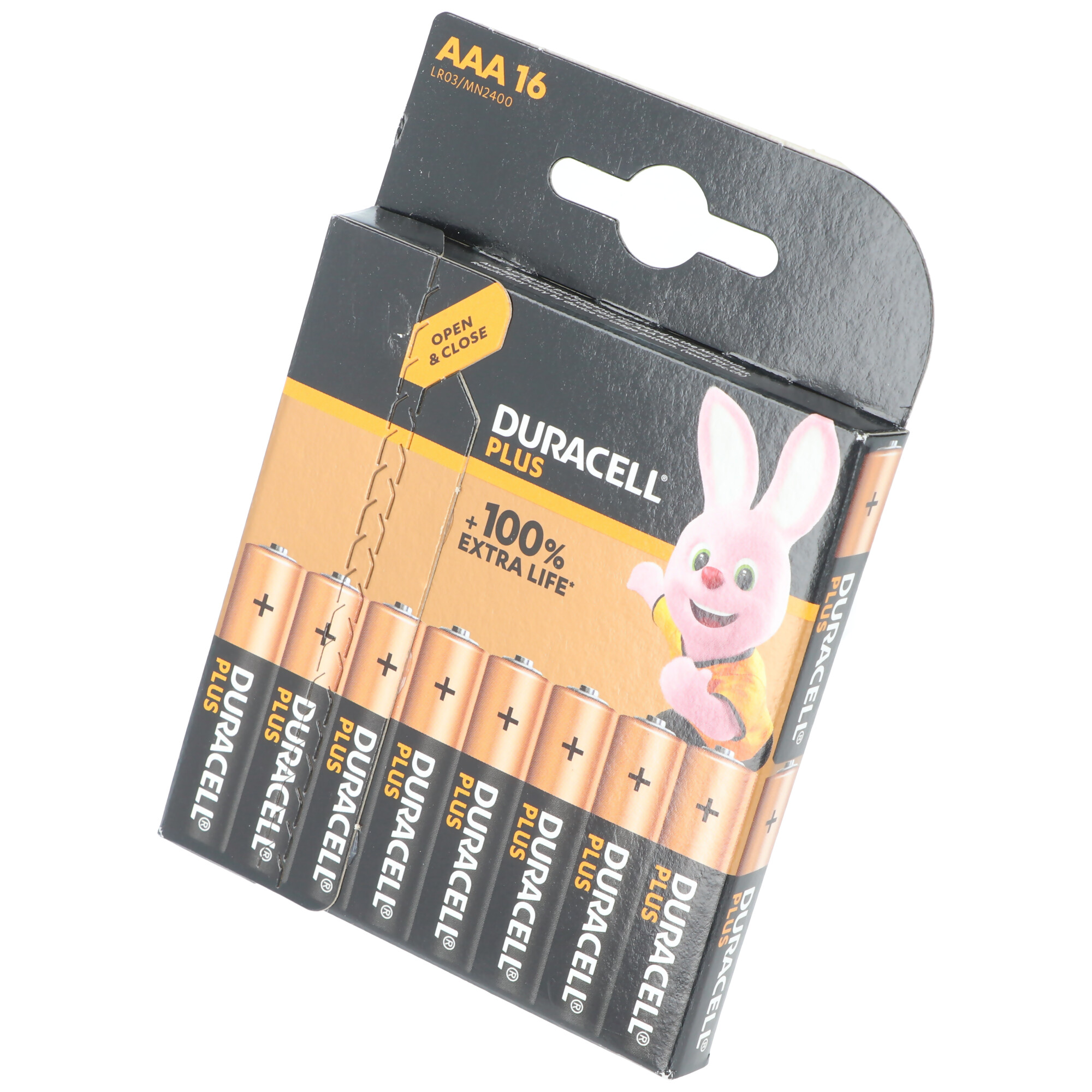 Duracell Batterie Alkaline, Micro, AAA, LR03, 1.5V Plus, Extra Life, Retail Blister (16-Pack)