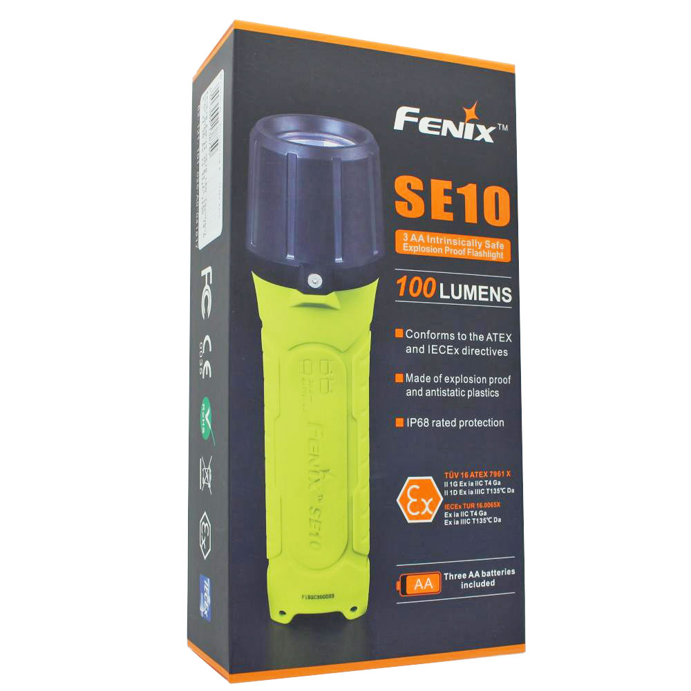 Fenix SE10 LED Taschenlampe ATEX II 1G Ex ia IIC T4 Ga / II 1D Ex ia IIIC T135 ℃, explosionsgeschützte Taschenlampe mit der ATEX- und IEC-Richtlinie