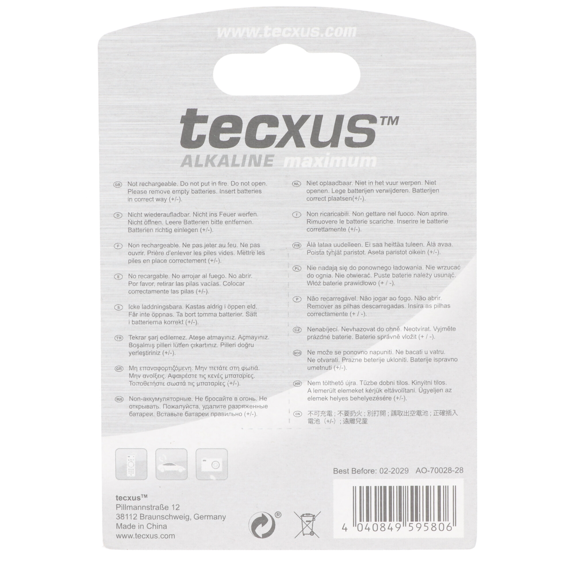 Tecxus LR23 - Alkali-Mangan Batterie (Alkaline), 12 V