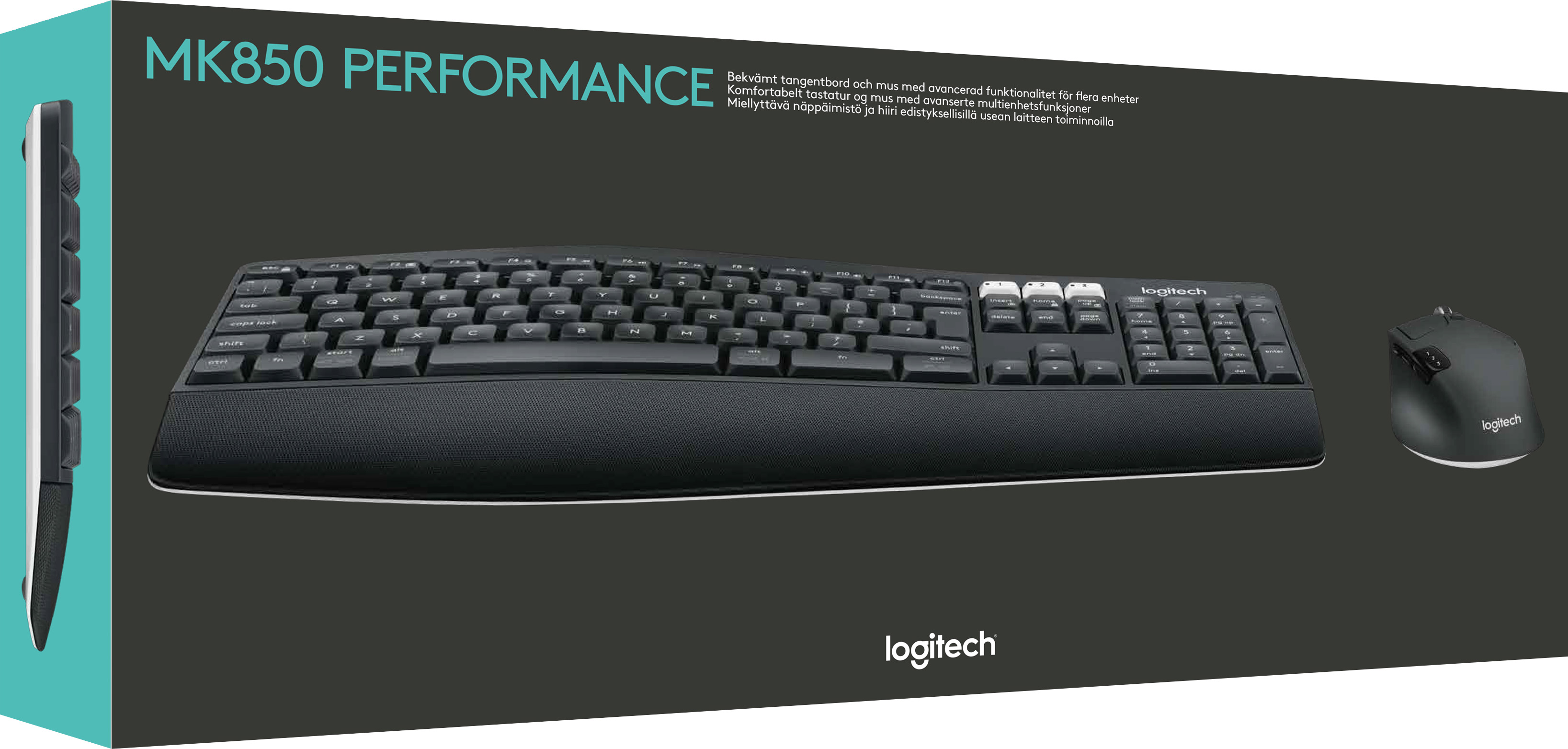 Logitech Tastatur/Maus Set MK850, Wireless, Unifying, schwarz Performance, DE, Optisch, 1000 dpi, Retail