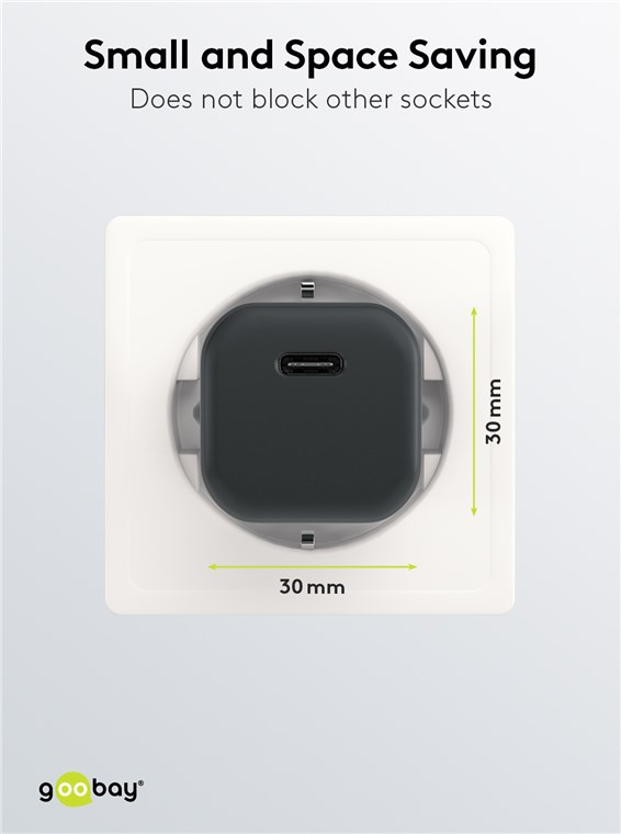 Goobay USB-C™ PD (Power Delivery) Schnellladegerät nano (30 W) schwarz - geeignet für Geräte mit USB-C™ (Power Delivery) wie z. B. iPhone 12