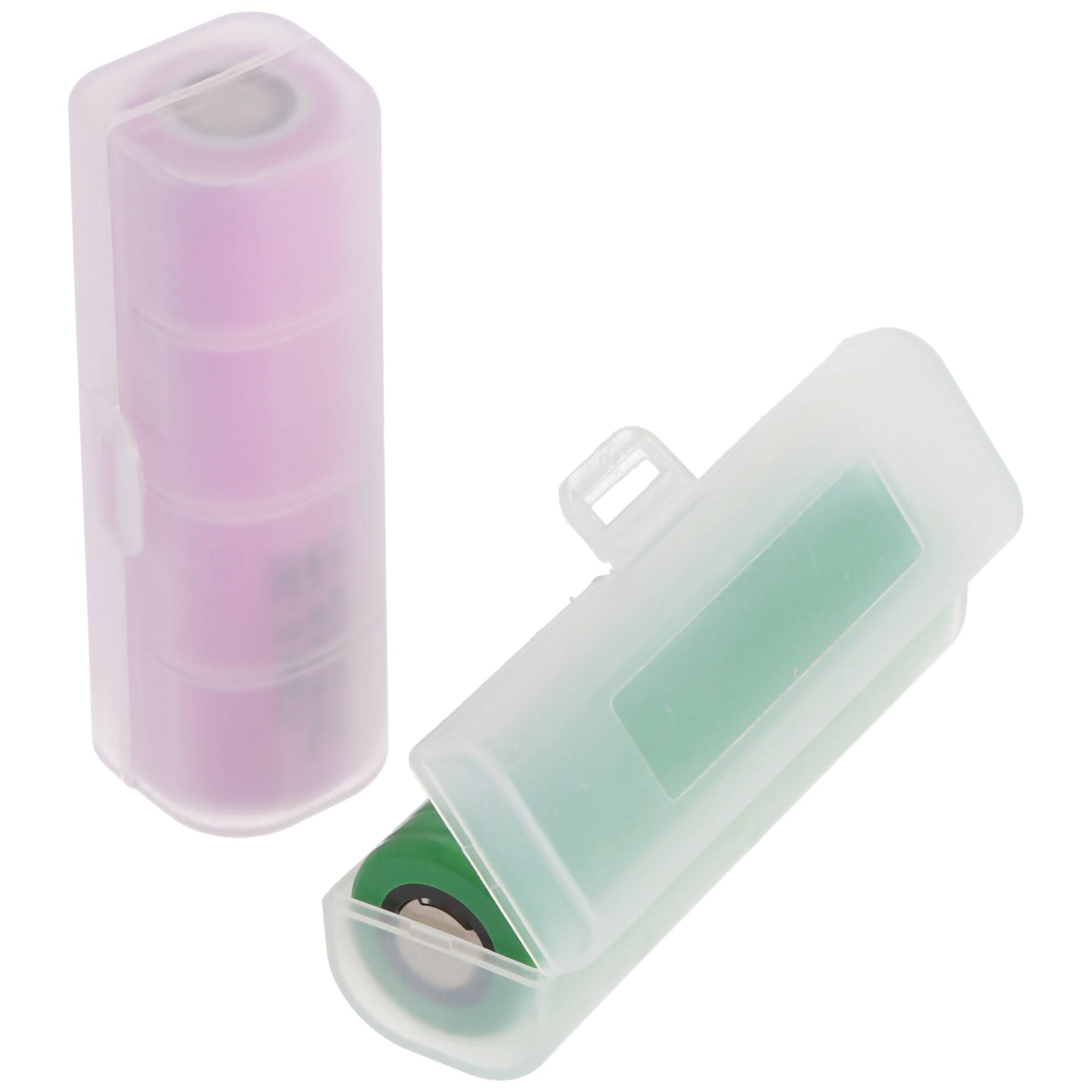 Universal AccuSafe Aufbewahrungsbox für 1 Stück 18650, 16650 Li-ion Akku, Farbe transparent, Innenmaße max. 64x18x18mm