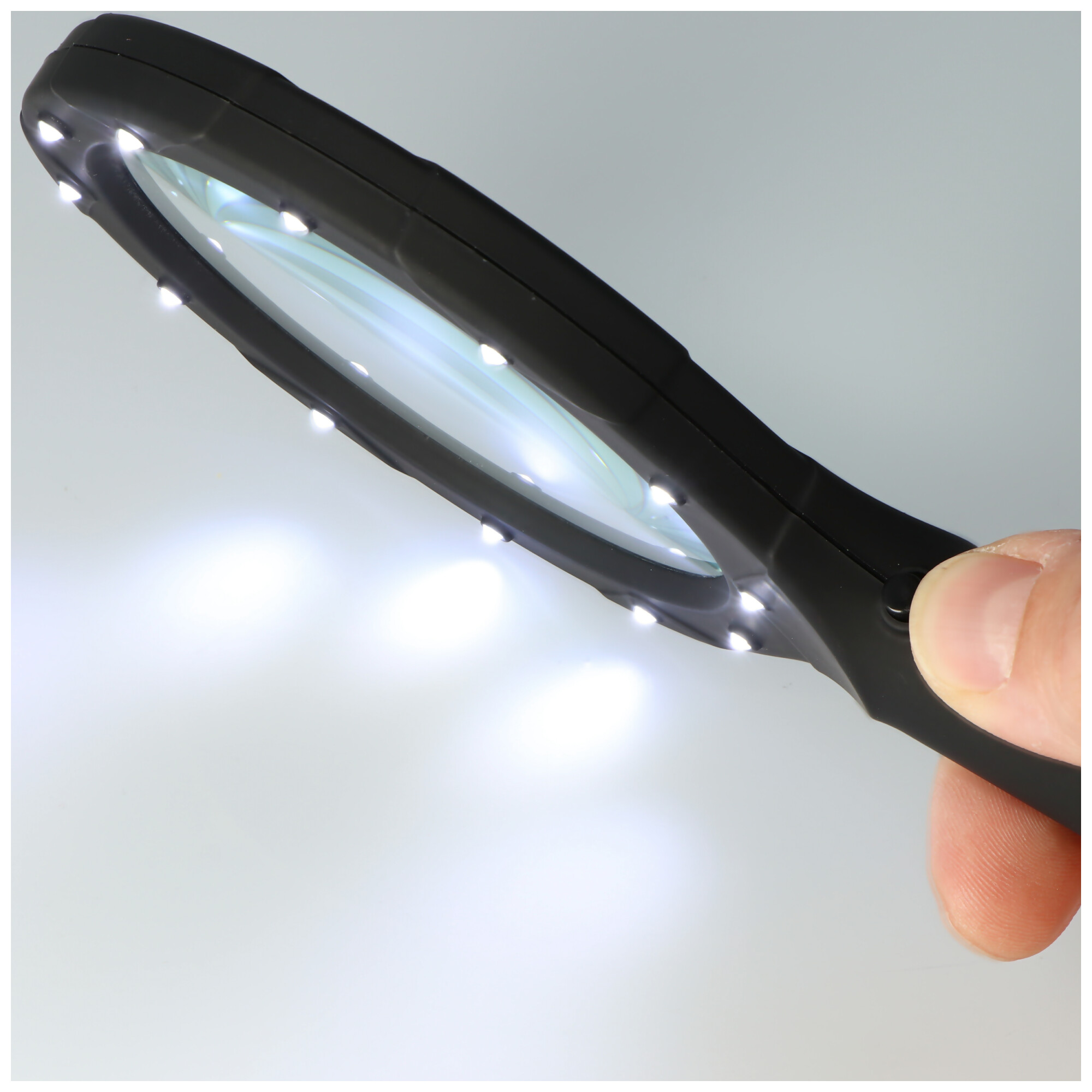 Lupe mit LED-Beleuchtung und 3fach Vergrößerung mit 12 LEDs, IN287, ideal geeignet zum Lesen von Zeitungen, Zeitschriften, Bücher, Karten etc., Lieferung ohne Batterien
