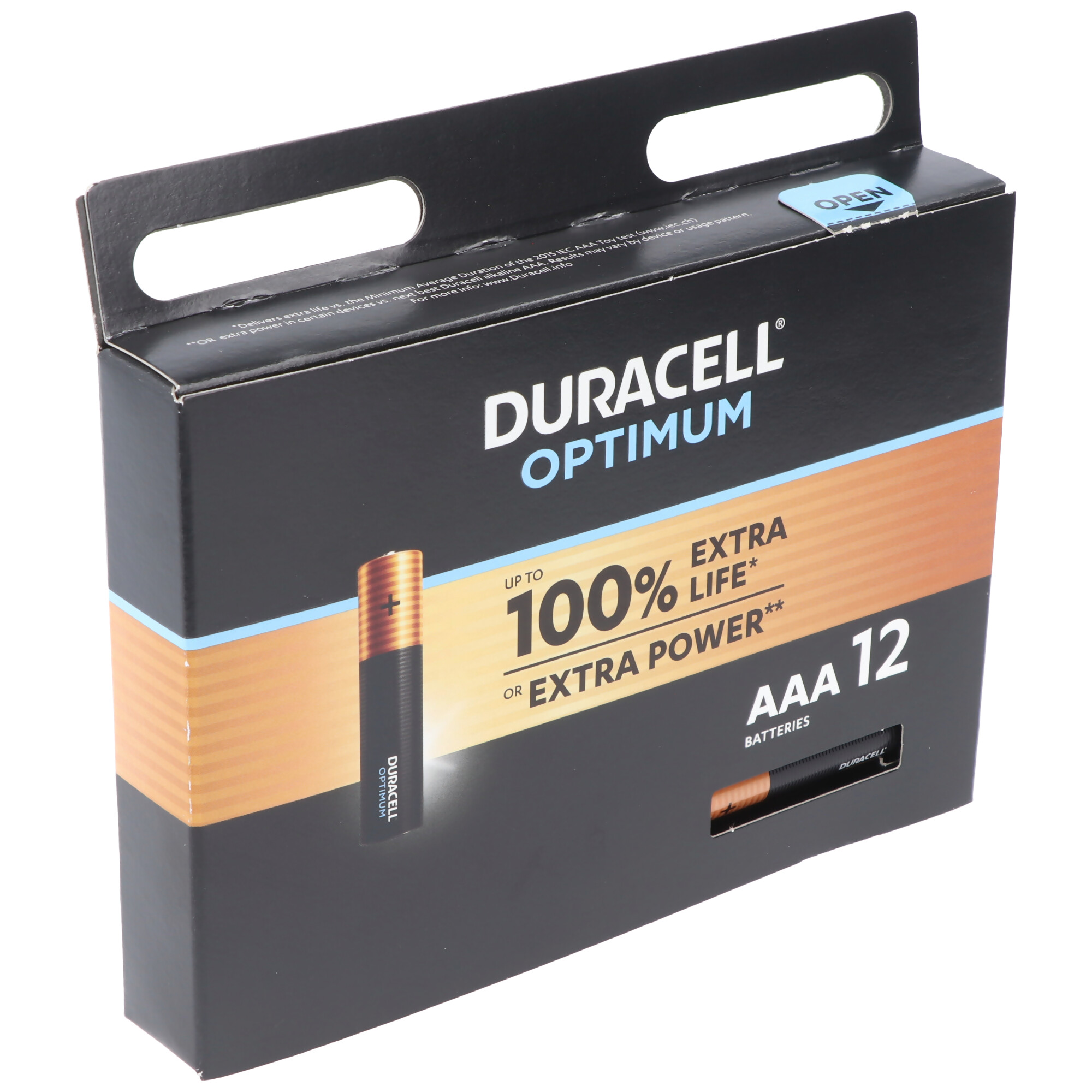 Duracell Optimum AAA Mignon Alkaline-Batterien, 1.5V LR03 MX2400, 12er-Pack