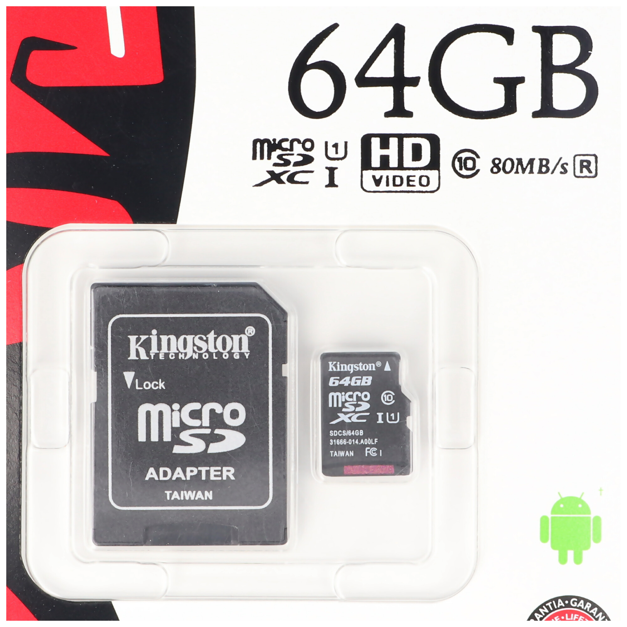 KINGSTON 64 GB Micro SD Karte, Kingston Canvas Select Plus microSD Speicherkarte, optimiert für Android-Geräte, mit SD-Adapter