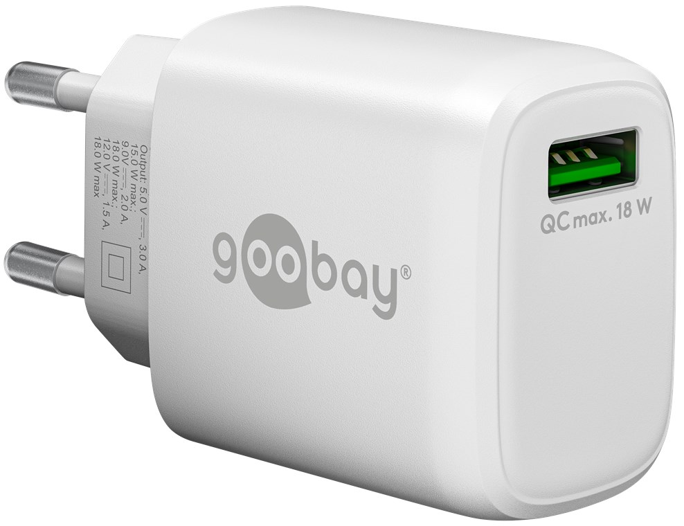 Goobay USB-Schnellladegerät QC 3.0 (18 W) weiß - 1x USB-A-Anschluss (Quick Charge 3.0) - weiß