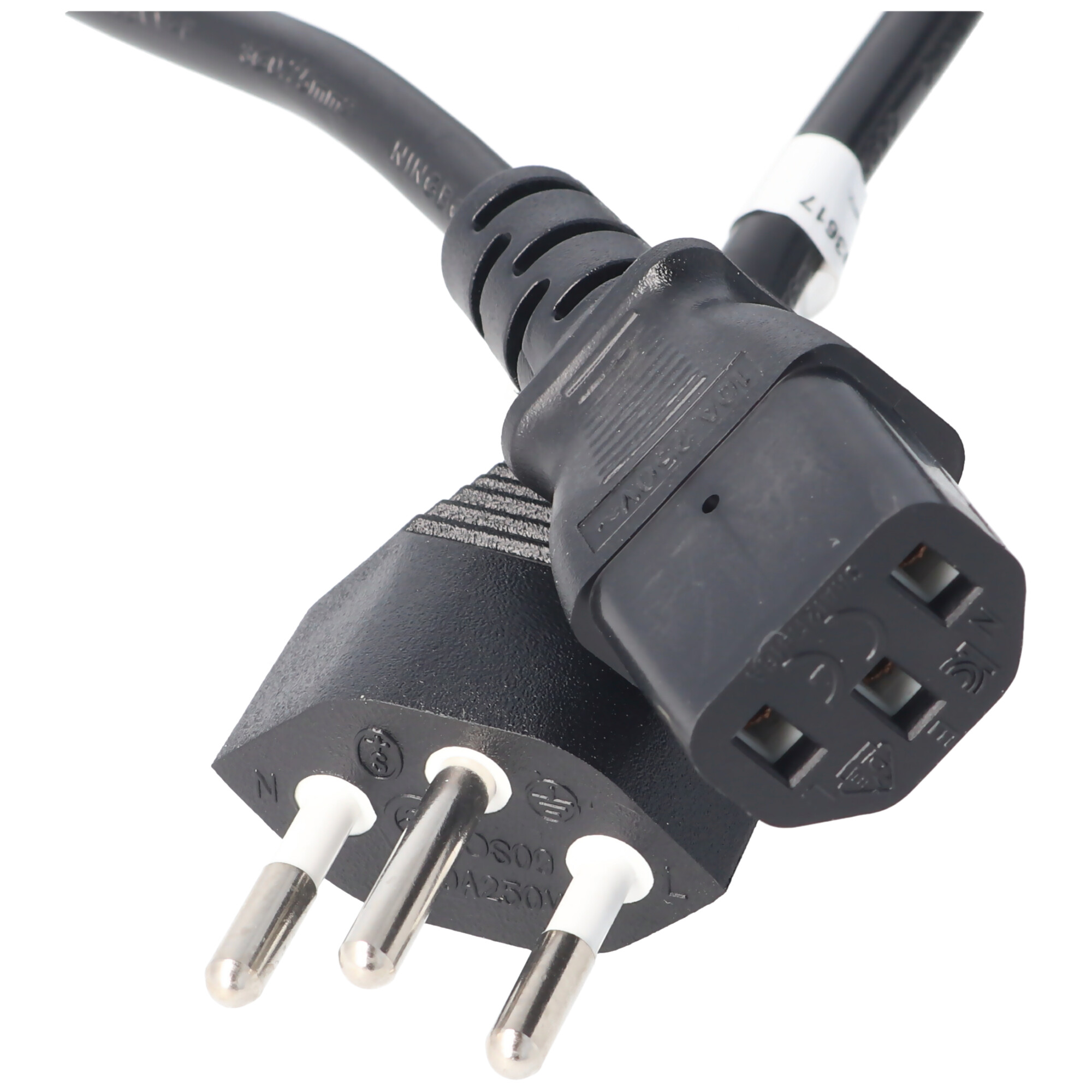 Netzkabel mit Schweiz-Stecker für IEC-Buchse C13, Stromkabel Schweiz mit 3 Pin