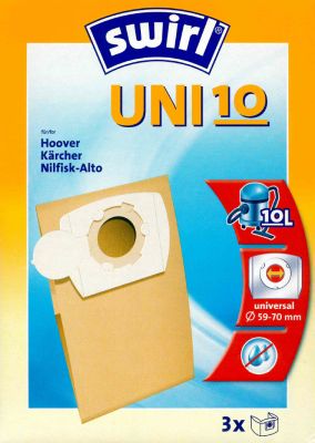 Swirl Universal-Staubsaugerbeutel UNI10, 10-20cm, Ø59-70mm für Kärcher, Hoover, Nilfisk-Qalto und Swirl Staubsauger
