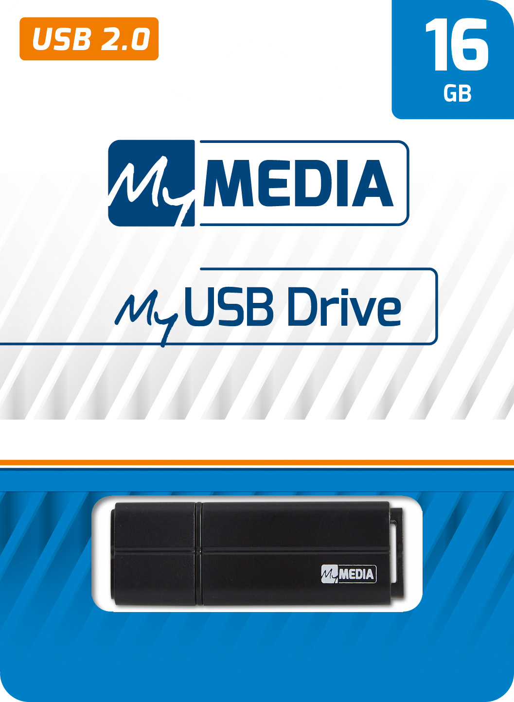 Mymedia USB 2.0 Stick 16GB, schwarz Retail-Blister