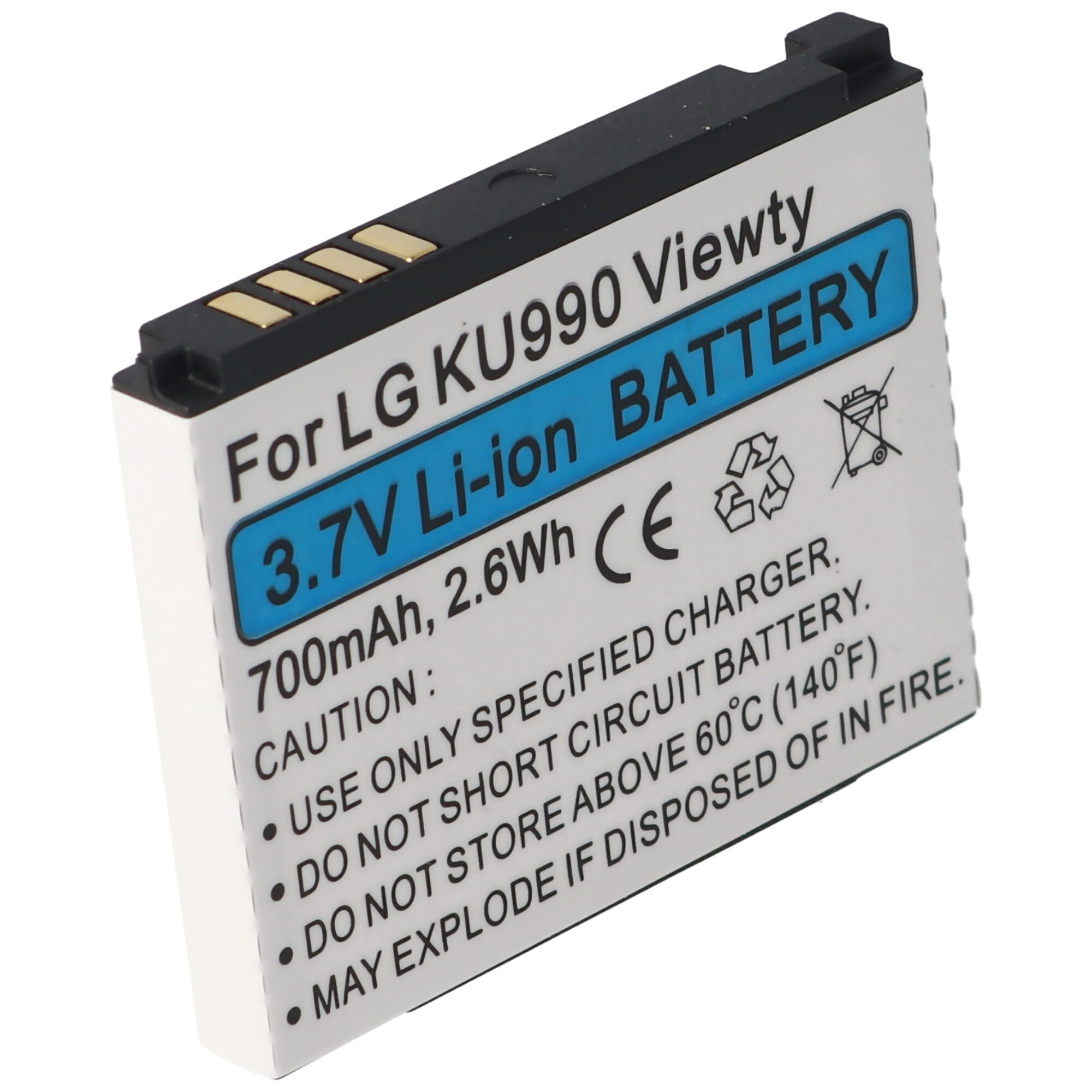 Akku passend für LG KU990 Viewty, HB620T, Li-Ion, 3,7V, 700mAh, 2,6Wh