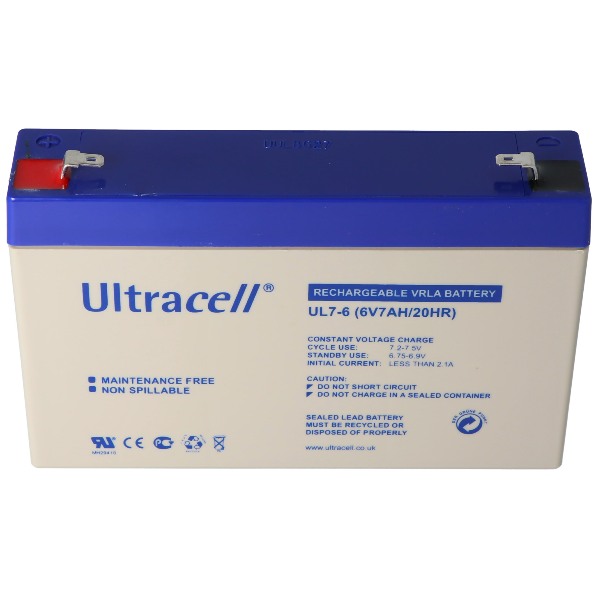 Ultracell UL7-6 Blei Akku 6 Volt 7Ah mit Faston 4,8mm Kontakten